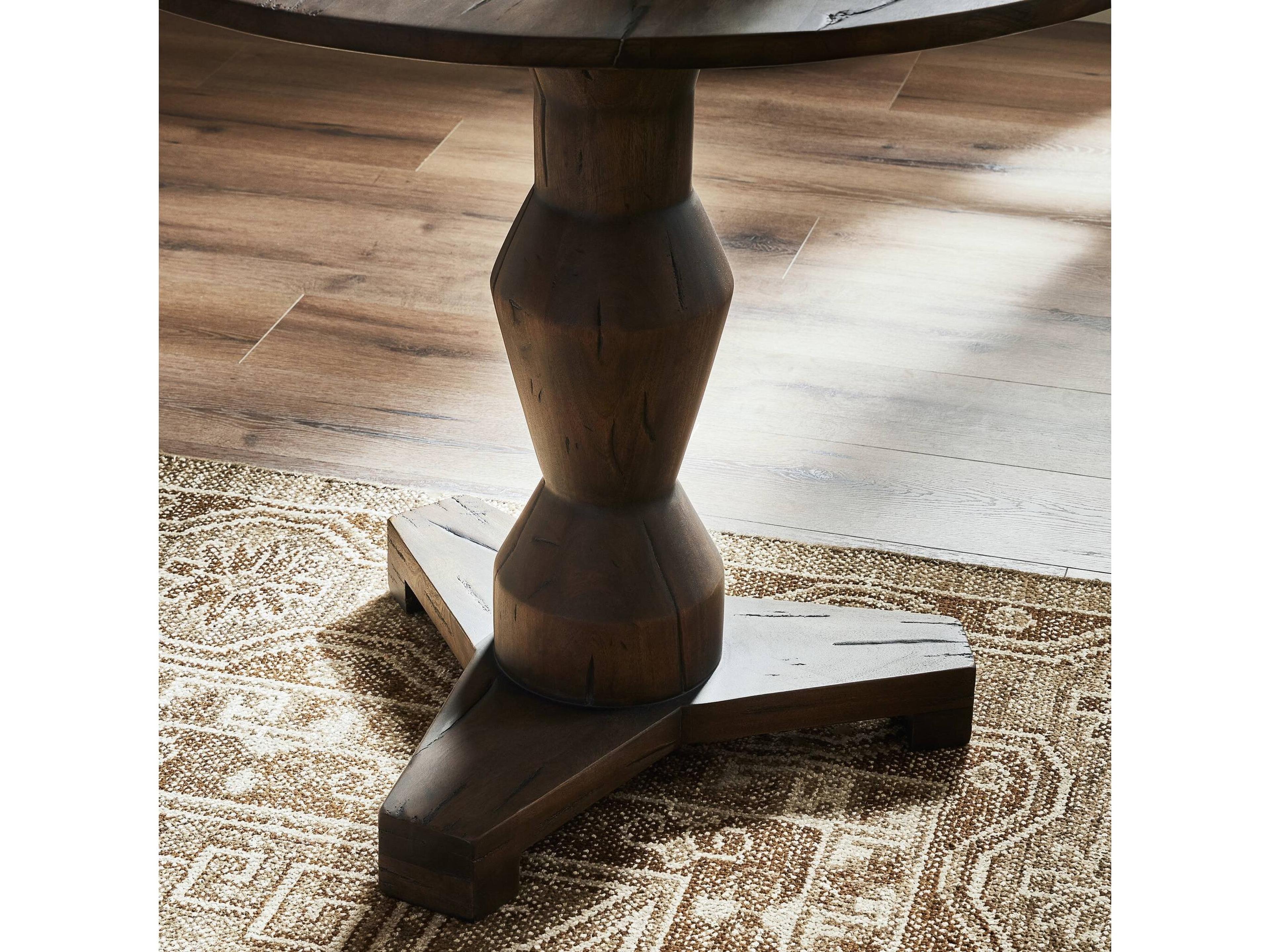 Four Hands Theory Round Wood Antique Belgium Bleach End Table