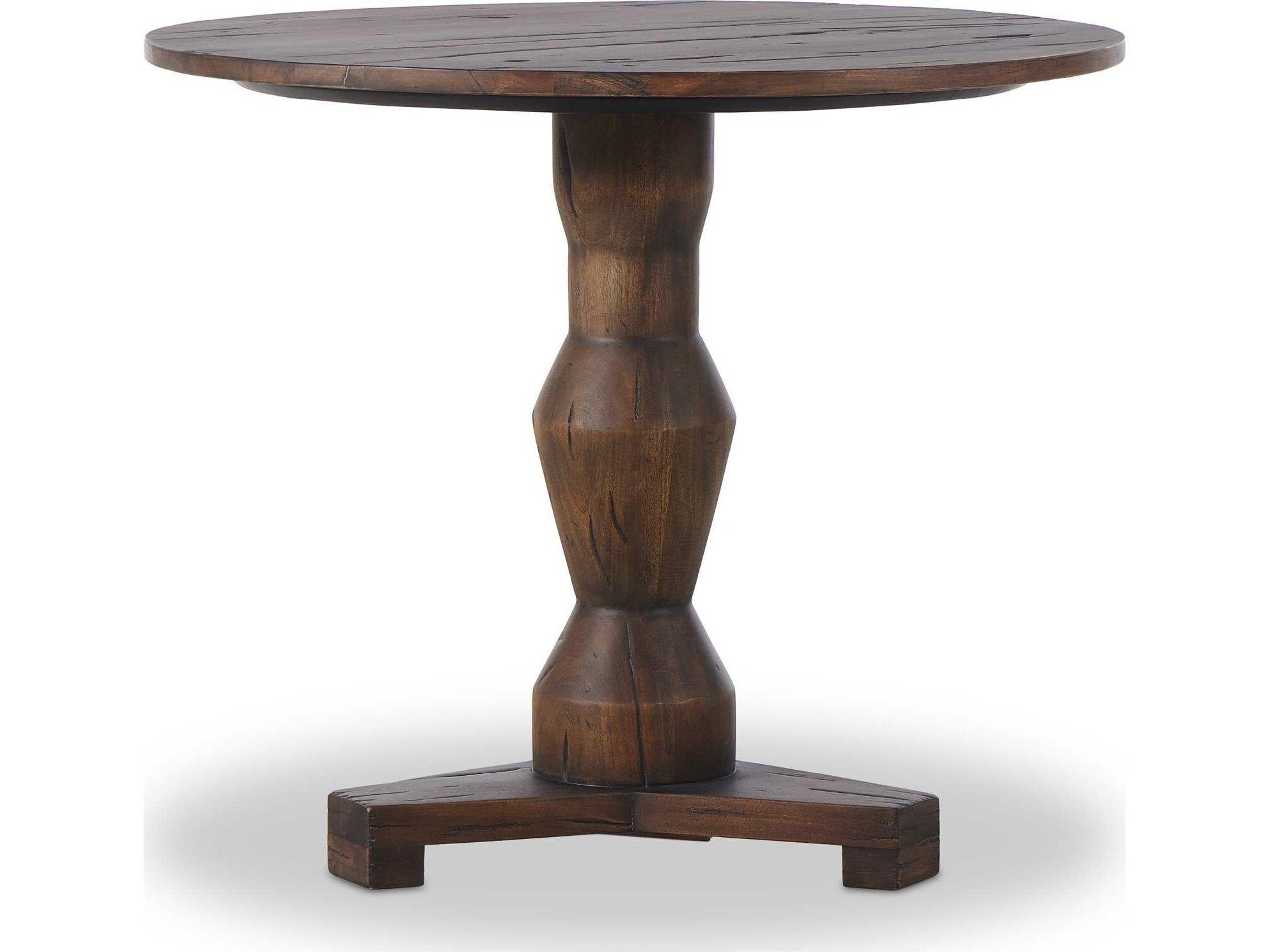 Four Hands Theory Round Wood Antique Belgium Bleach End Table