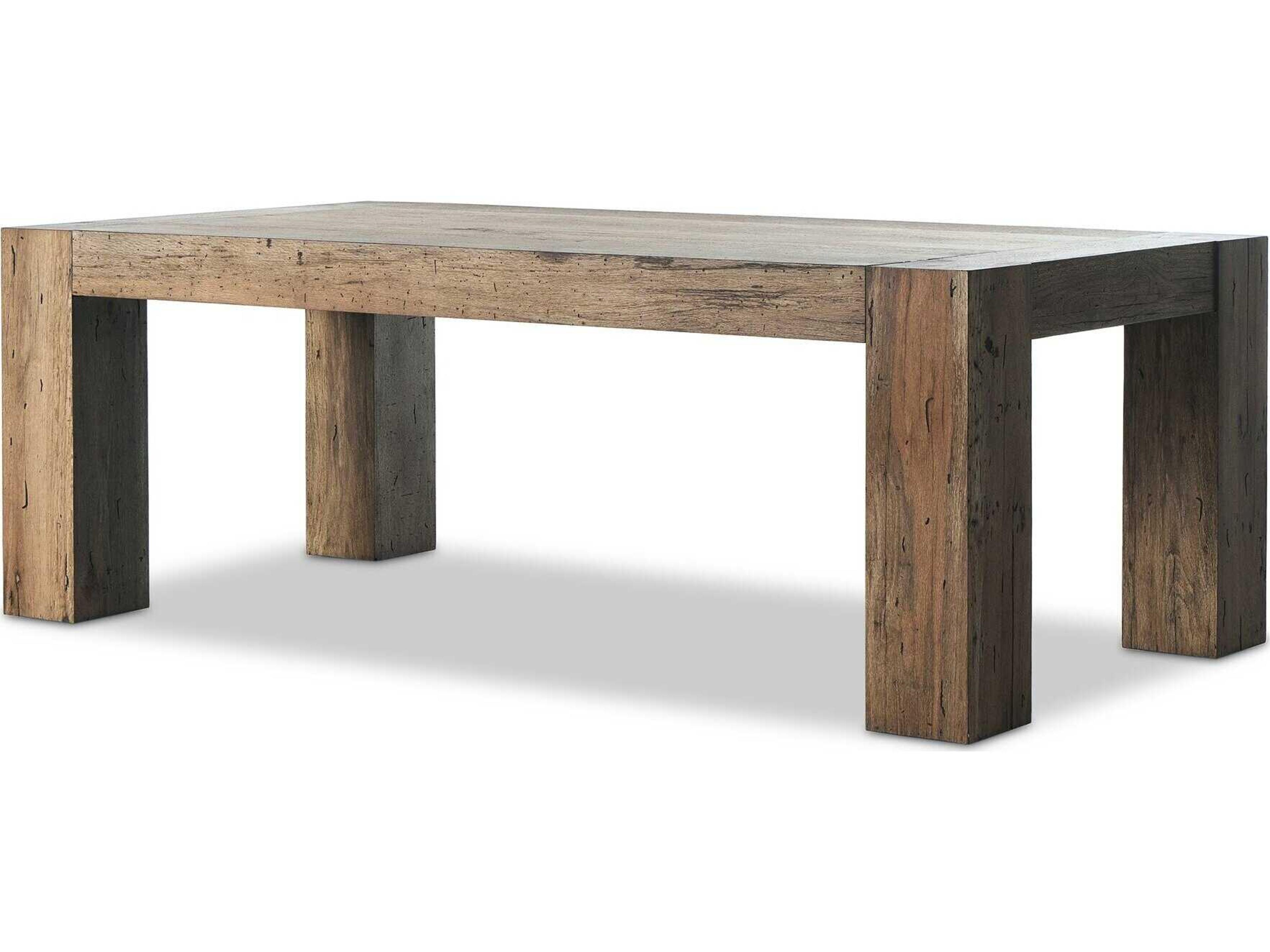 Wesson Rectangular Rustic Wormwood Oak Black Mdf Dining Table