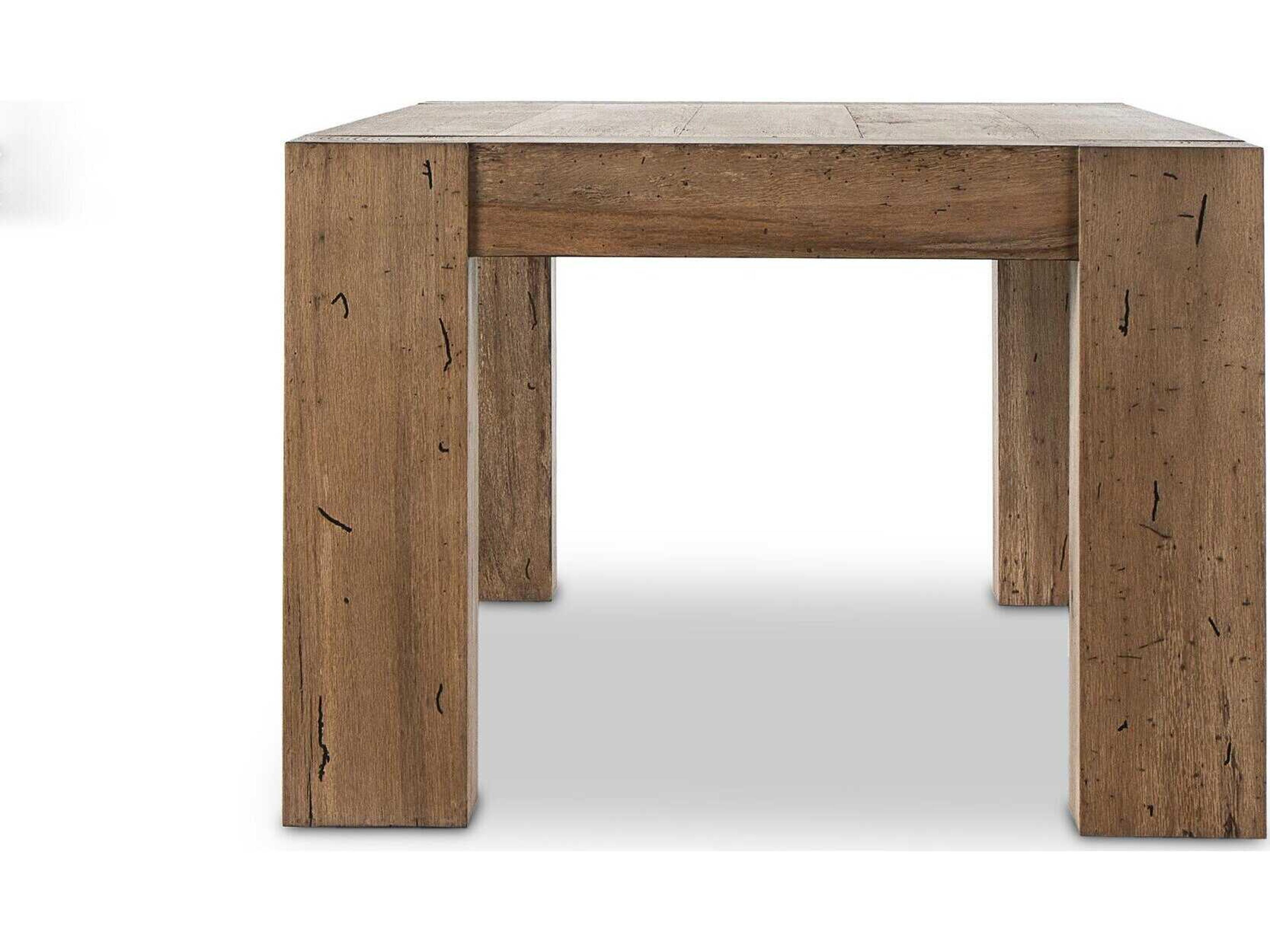 Four Hands Wesson Rectangular Rustic Wormwood Oak Black Mdf Dining Table