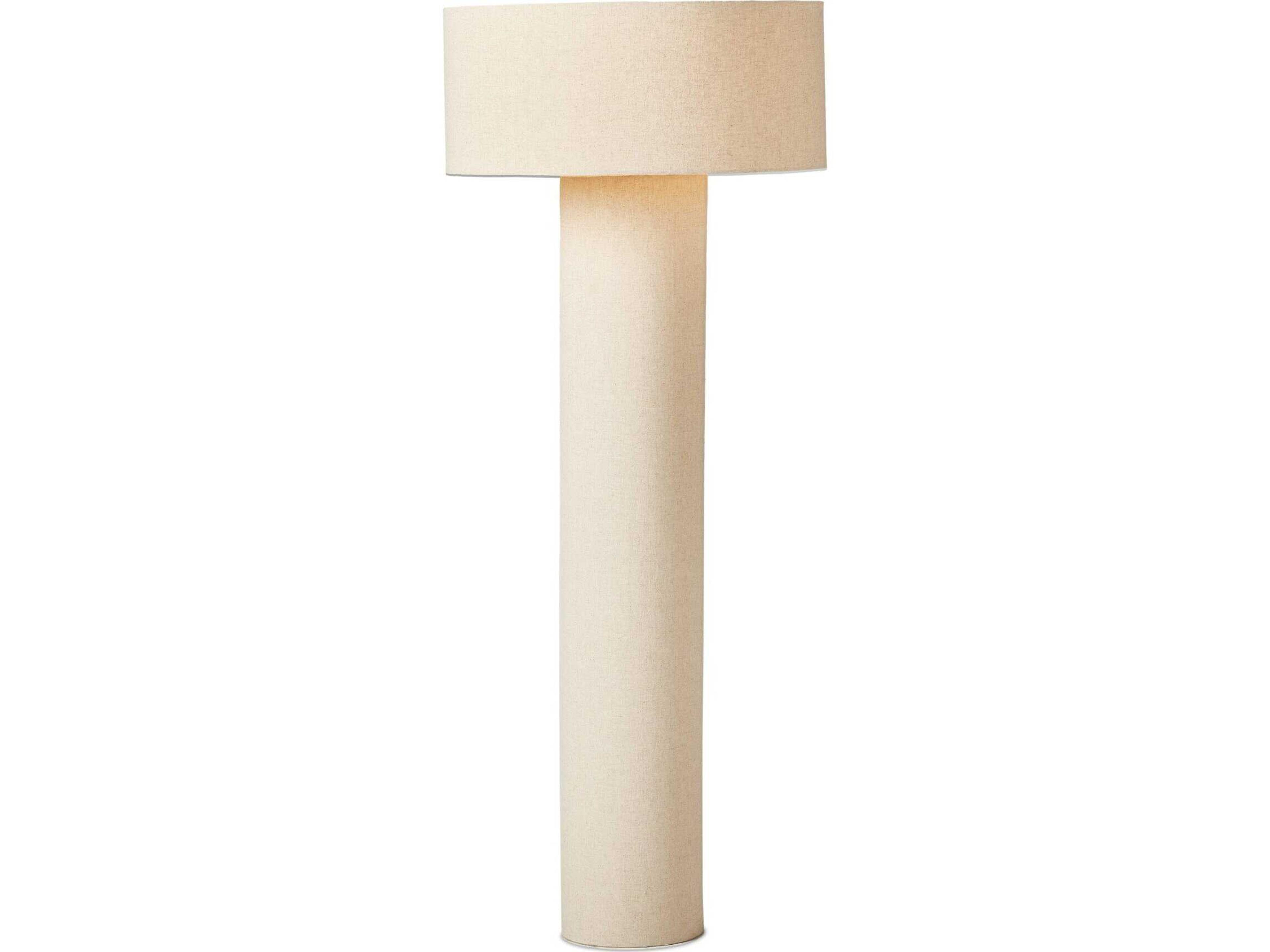 Asher Flax Linen Antique Brass Iron White Floor Lamp