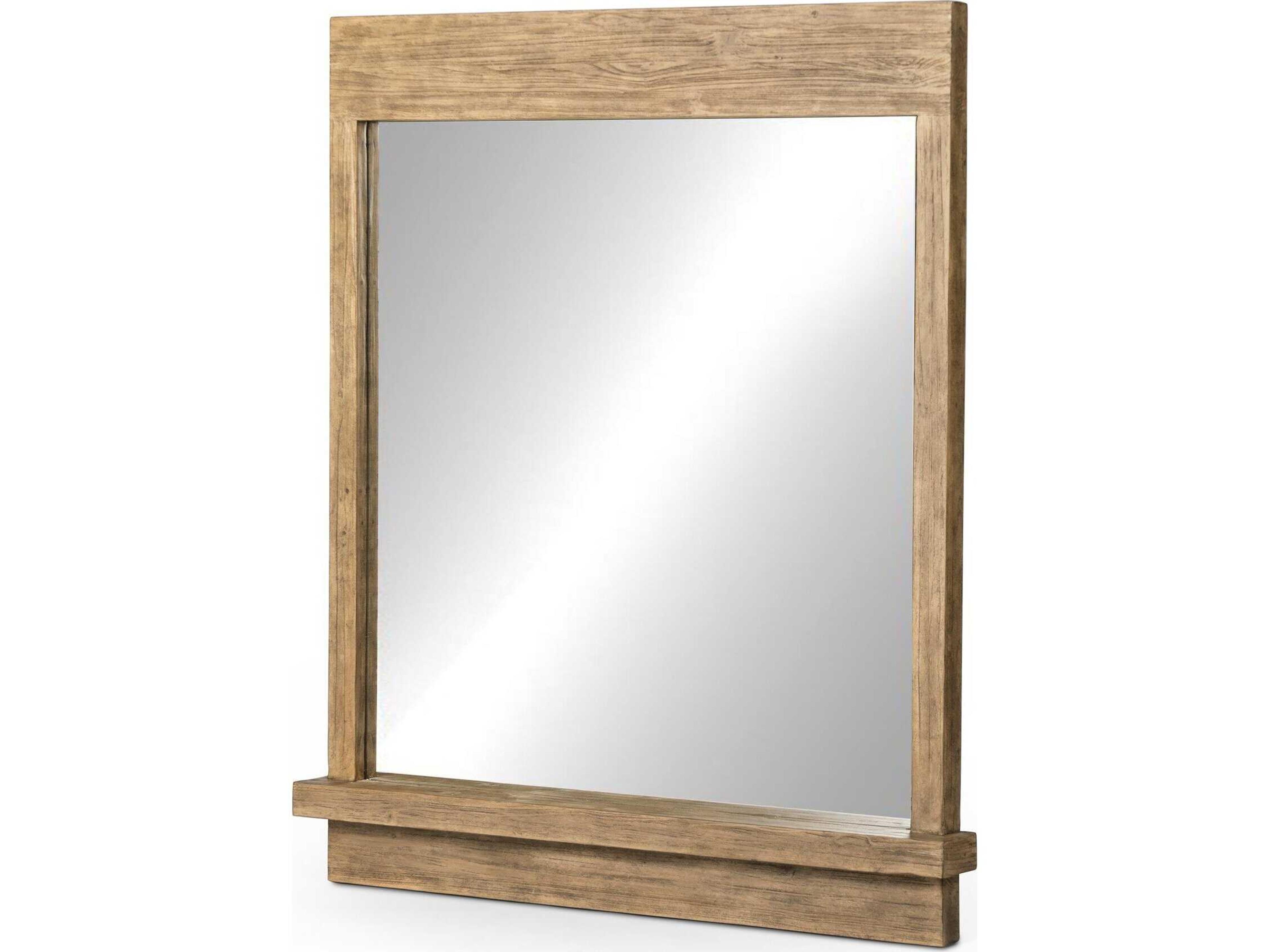 Wells Ledge Rectangular Distressed Light Pine Wall Mirror