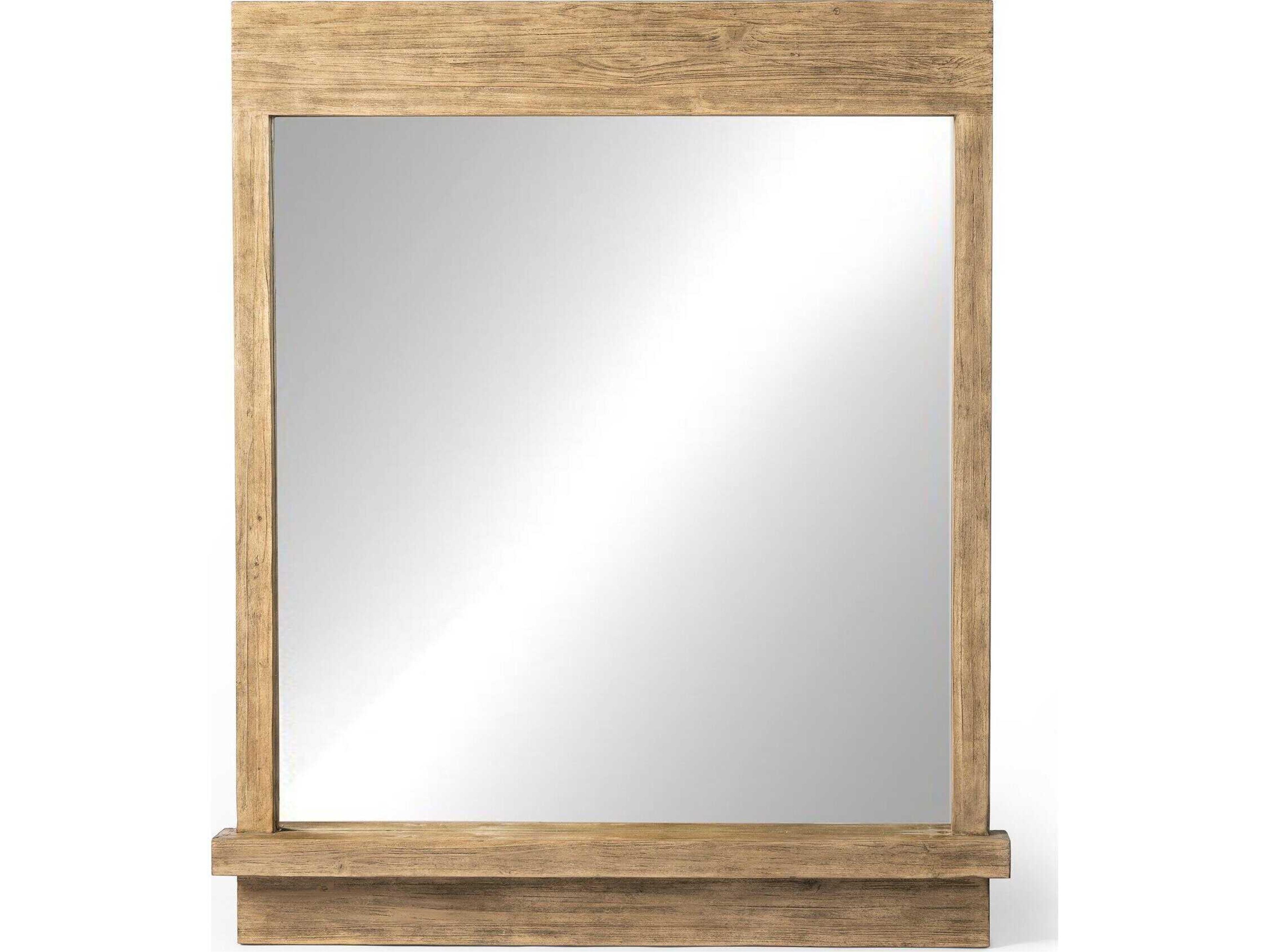 Four Hands Wells Ledge Rectangular Distressed Light Pine Wall Mirror