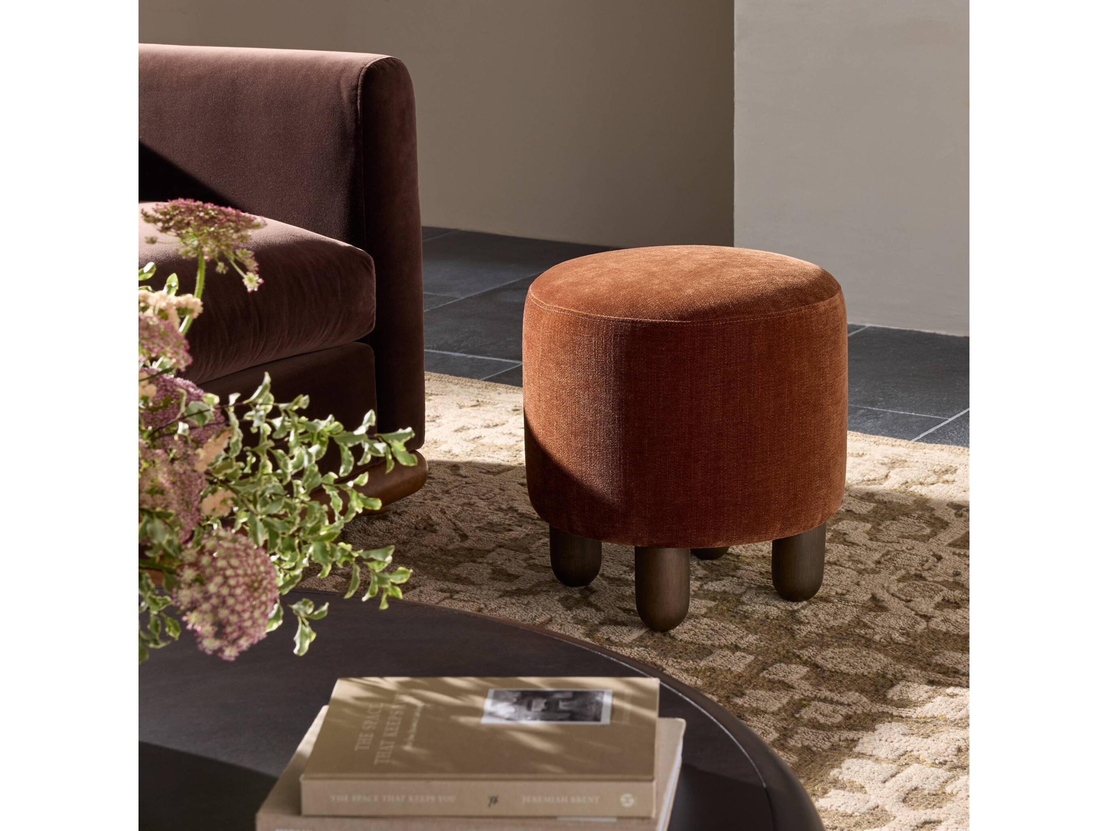 Four Hands Kensington Zena Brown Upholstered Ottoman