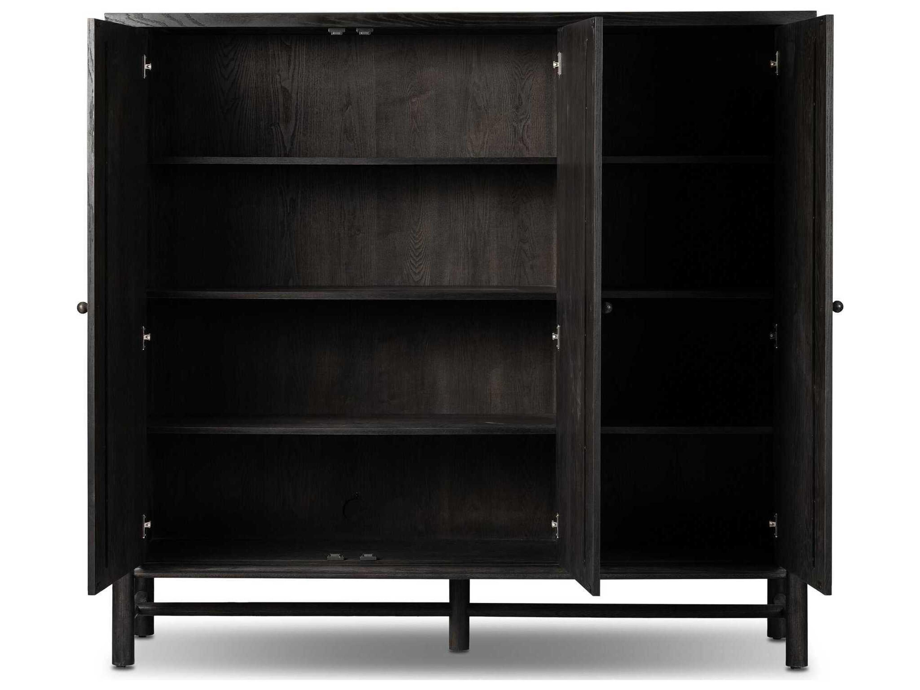 Four Hands Wells Charcoal Oak Veneer Black Wood Accent Chest