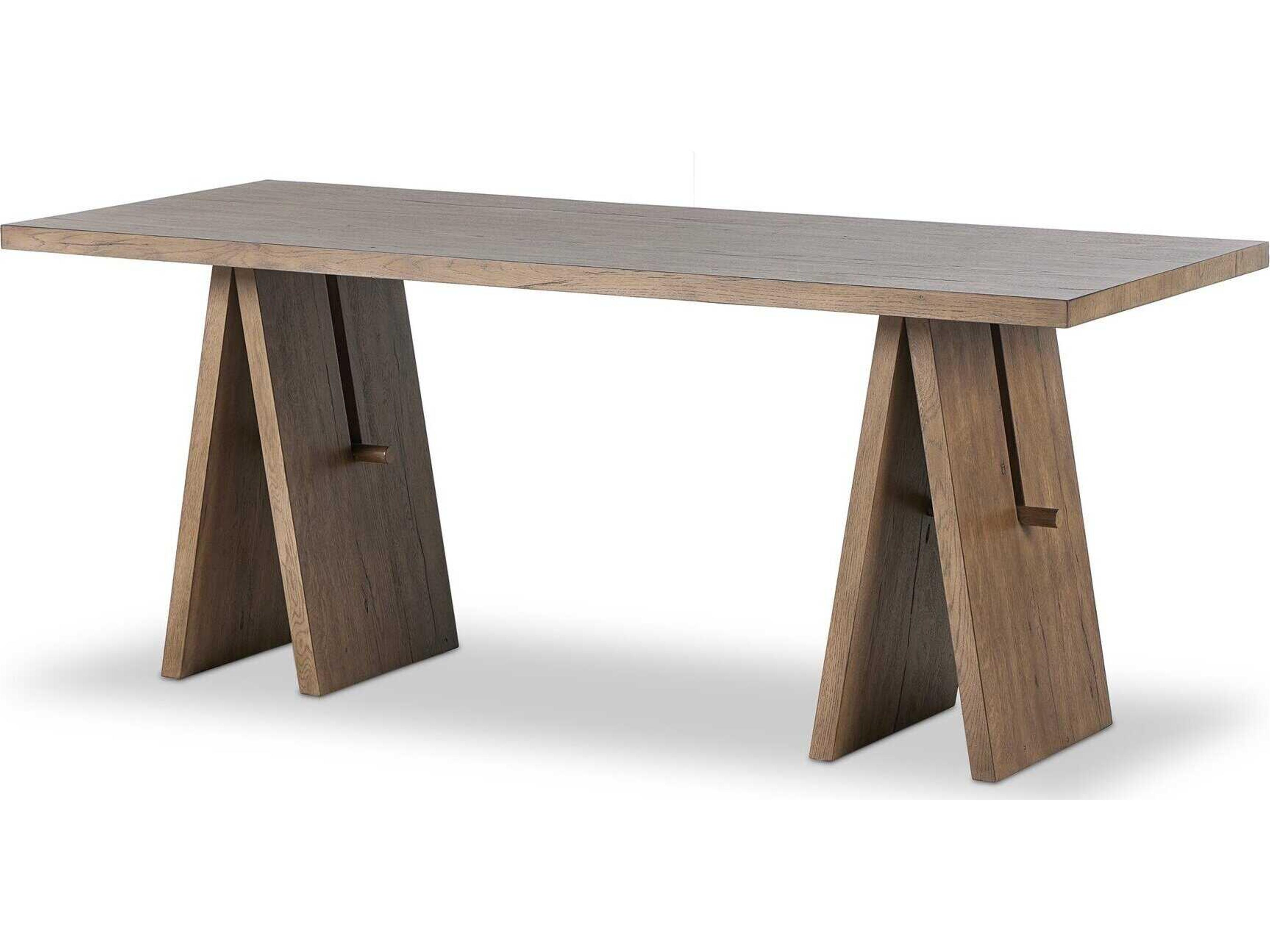 Haiden Rustic Grey Veneer Brown Oak Wood Computer Desk