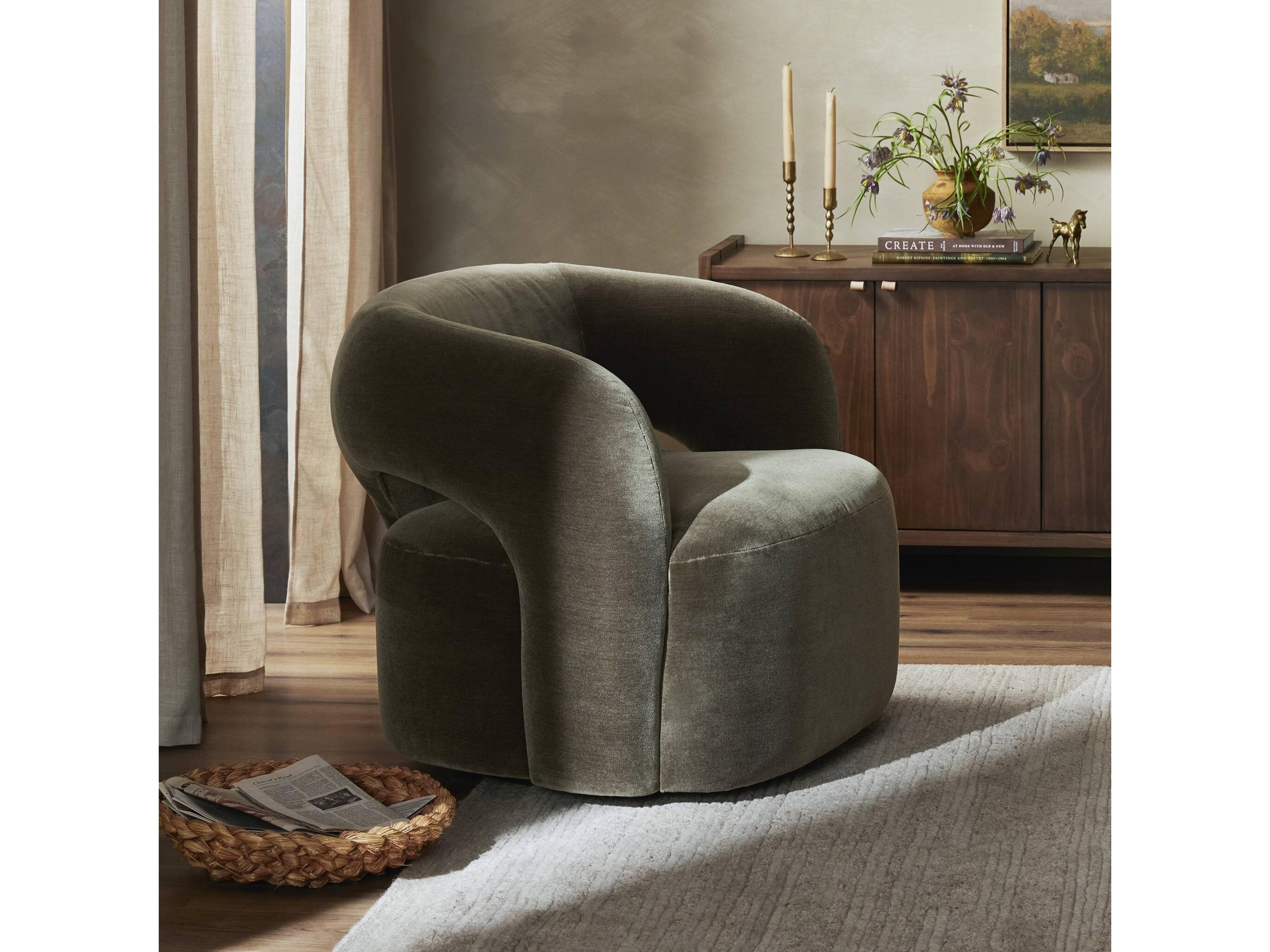 Luxecor Globetrotter Mazie Swivel Green Accent Chair