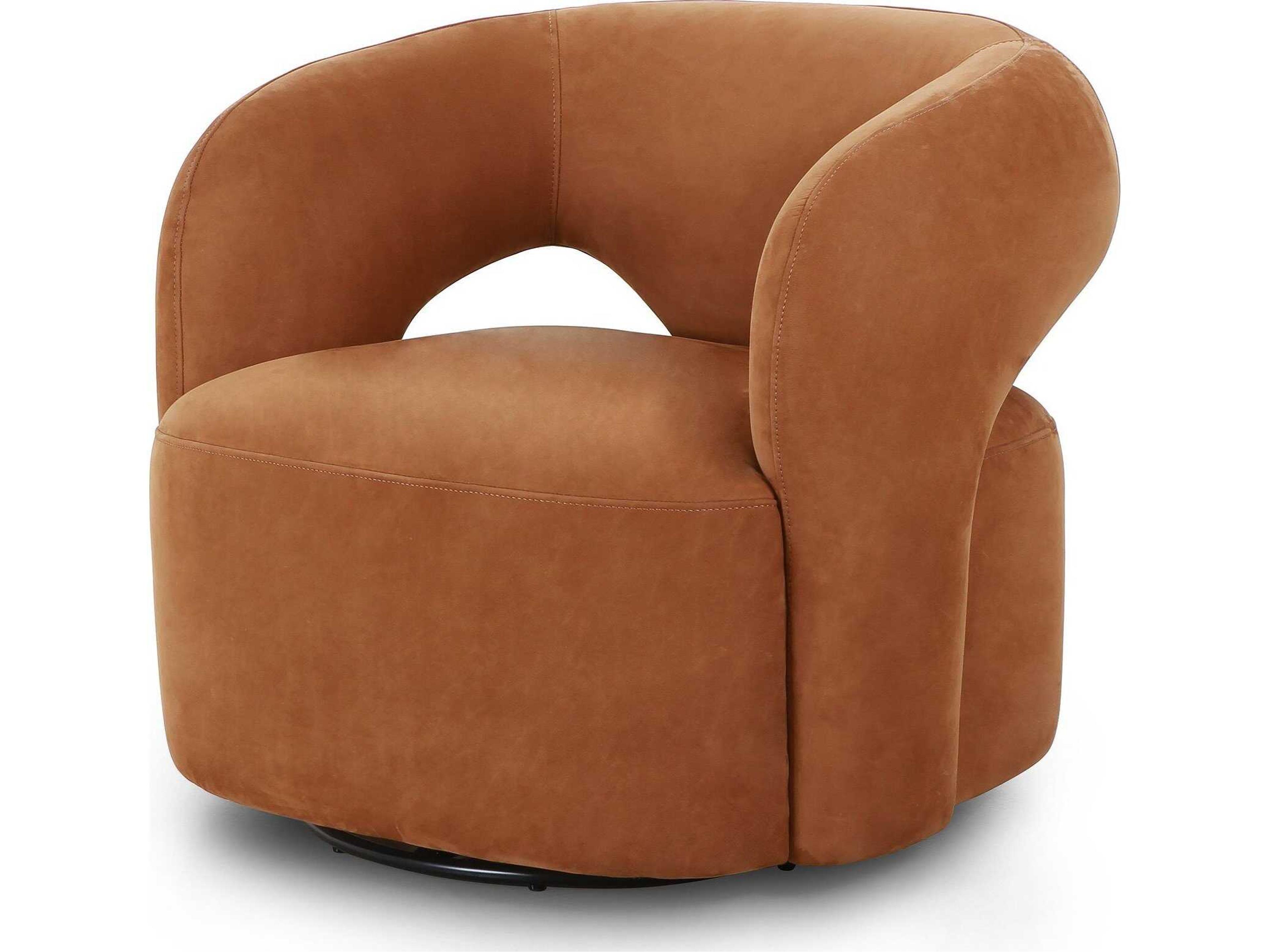 Grayson Mazie Nubuck Cognac Swivel Chair