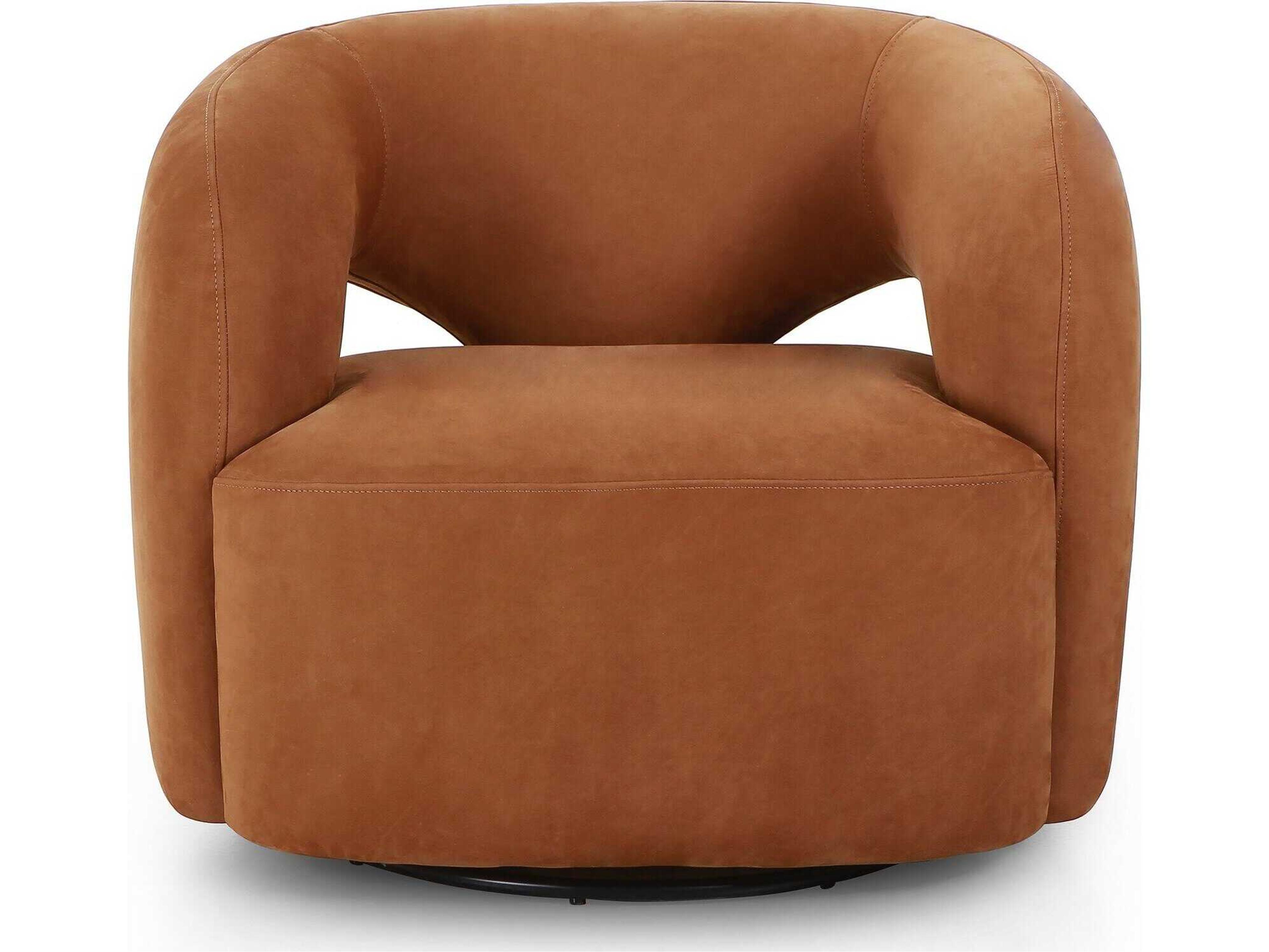 Four Hands Grayson Mazie Nubuck Cognac Swivel Chair