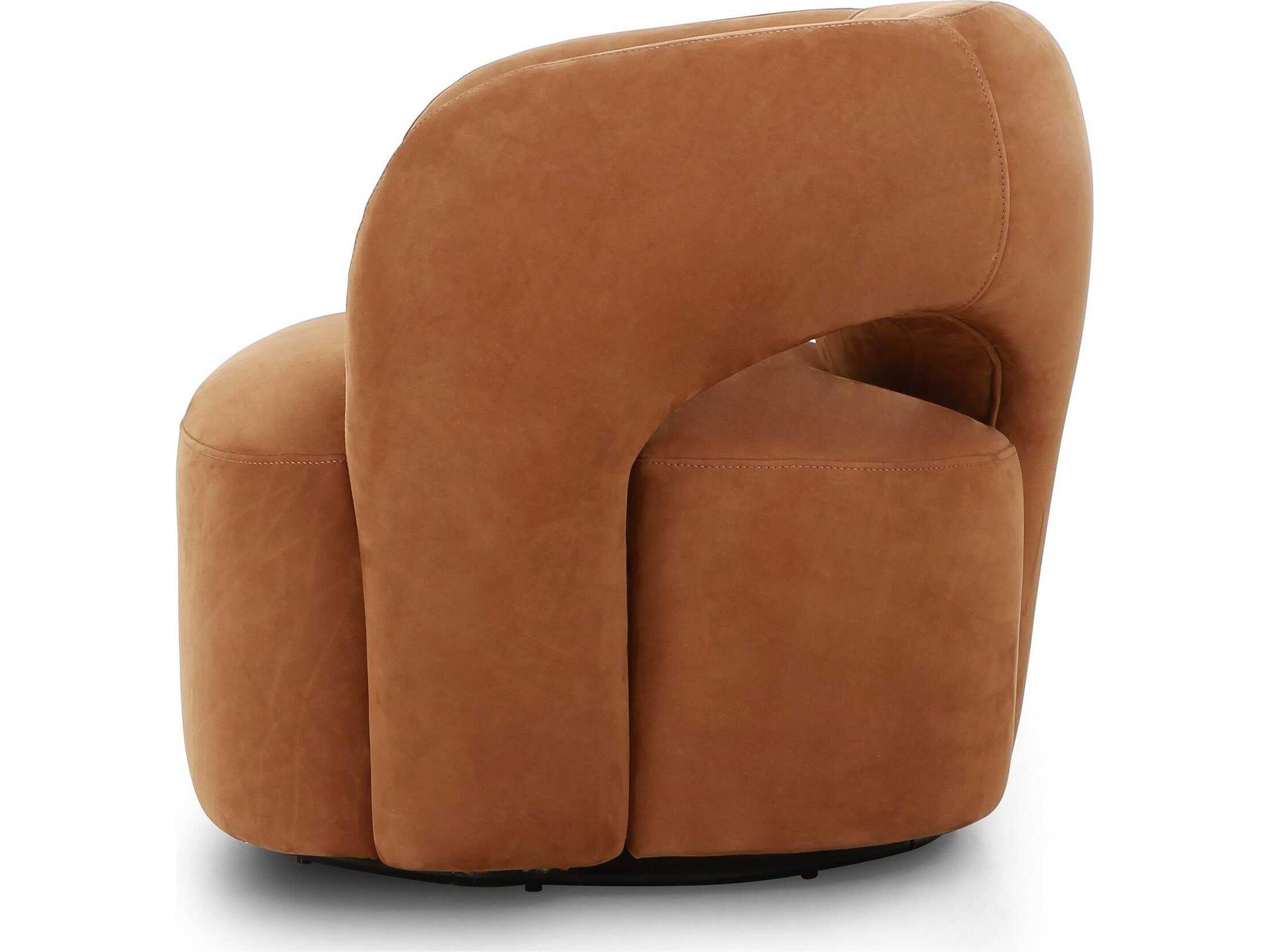 Four Hands Grayson Mazie Nubuck Cognac Swivel Chair