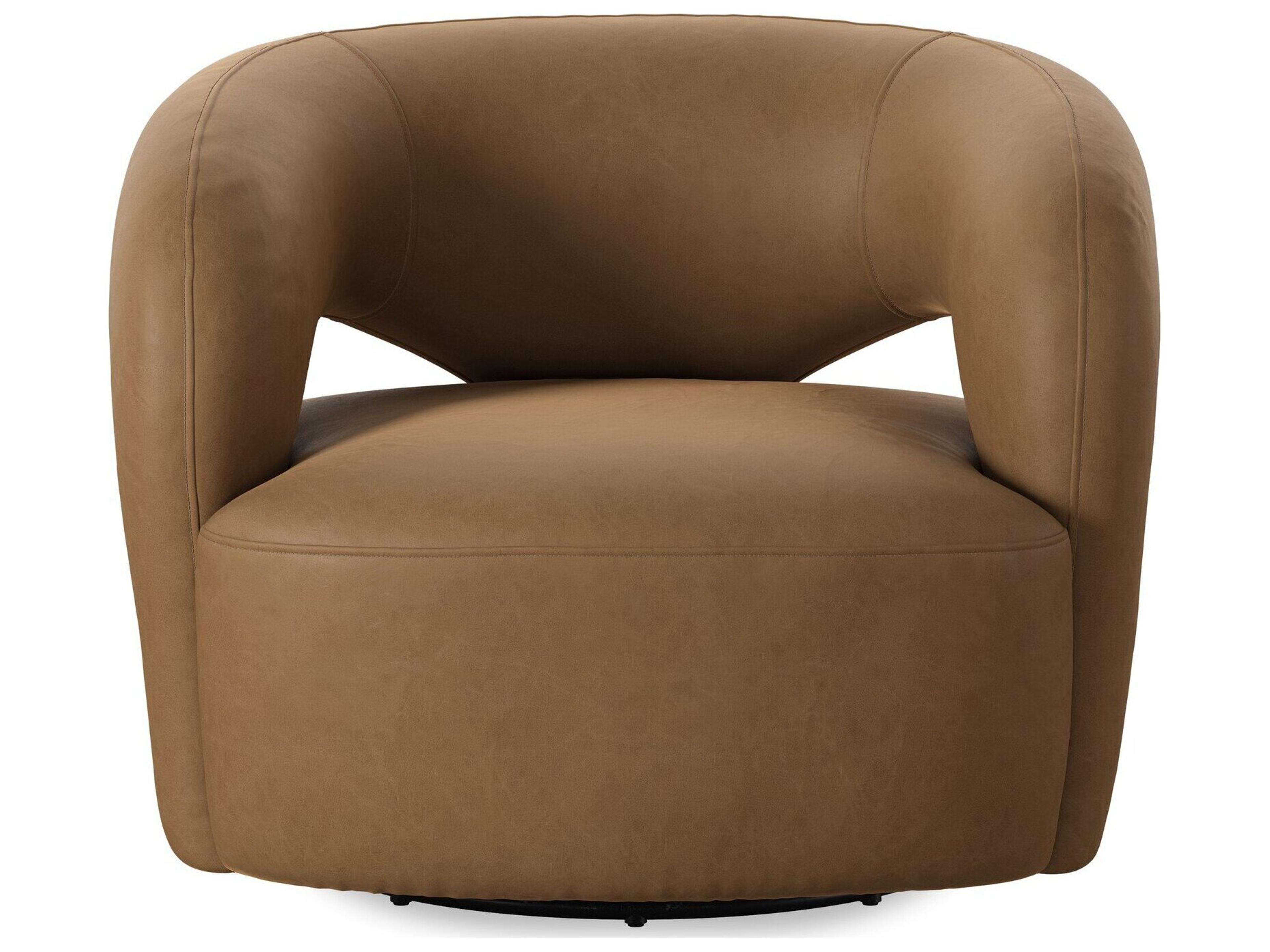 Four Hands Grayson Swivel Maestro Camel Leather Accent Chair