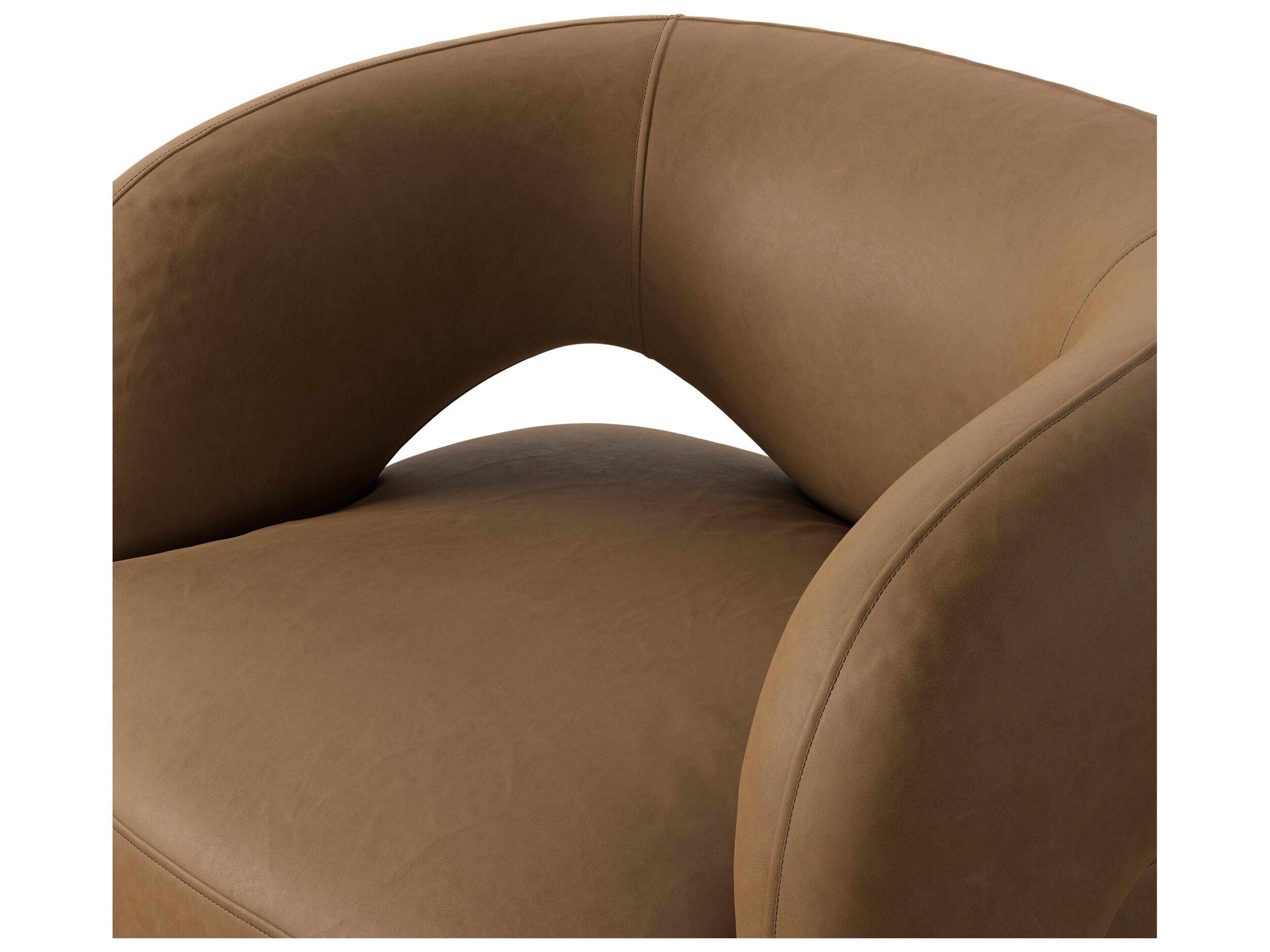 Four Hands Grayson Swivel Maestro Camel Leather Accent Chair