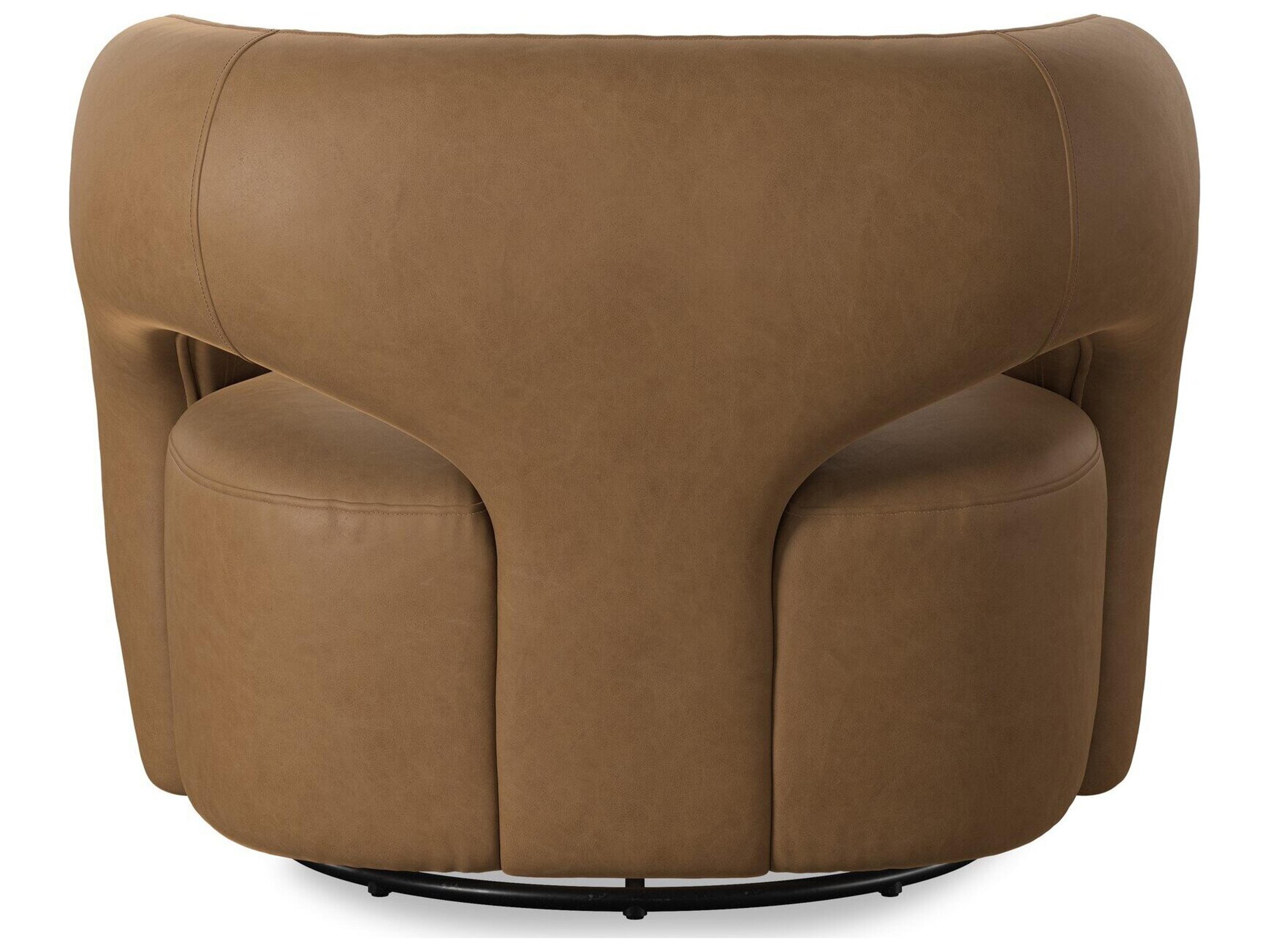 Four Hands Grayson Swivel Maestro Camel Leather Accent Chair