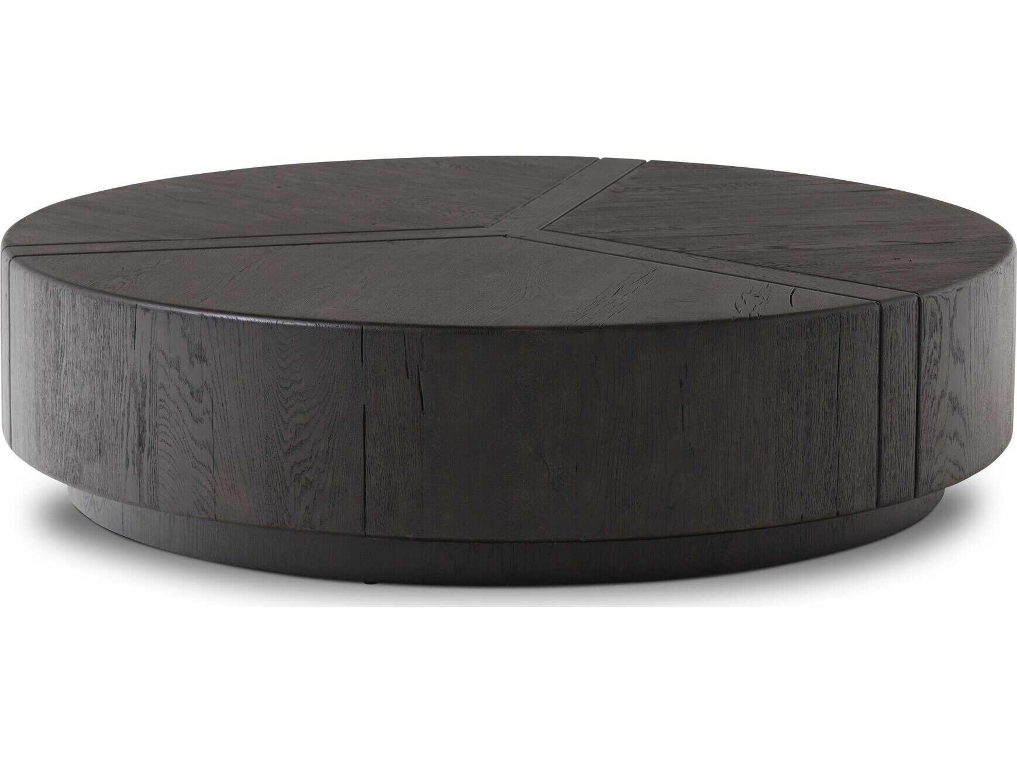 Bina Renan Dark Espresso Reclaimed French Oak Round Wood Coffee Table
