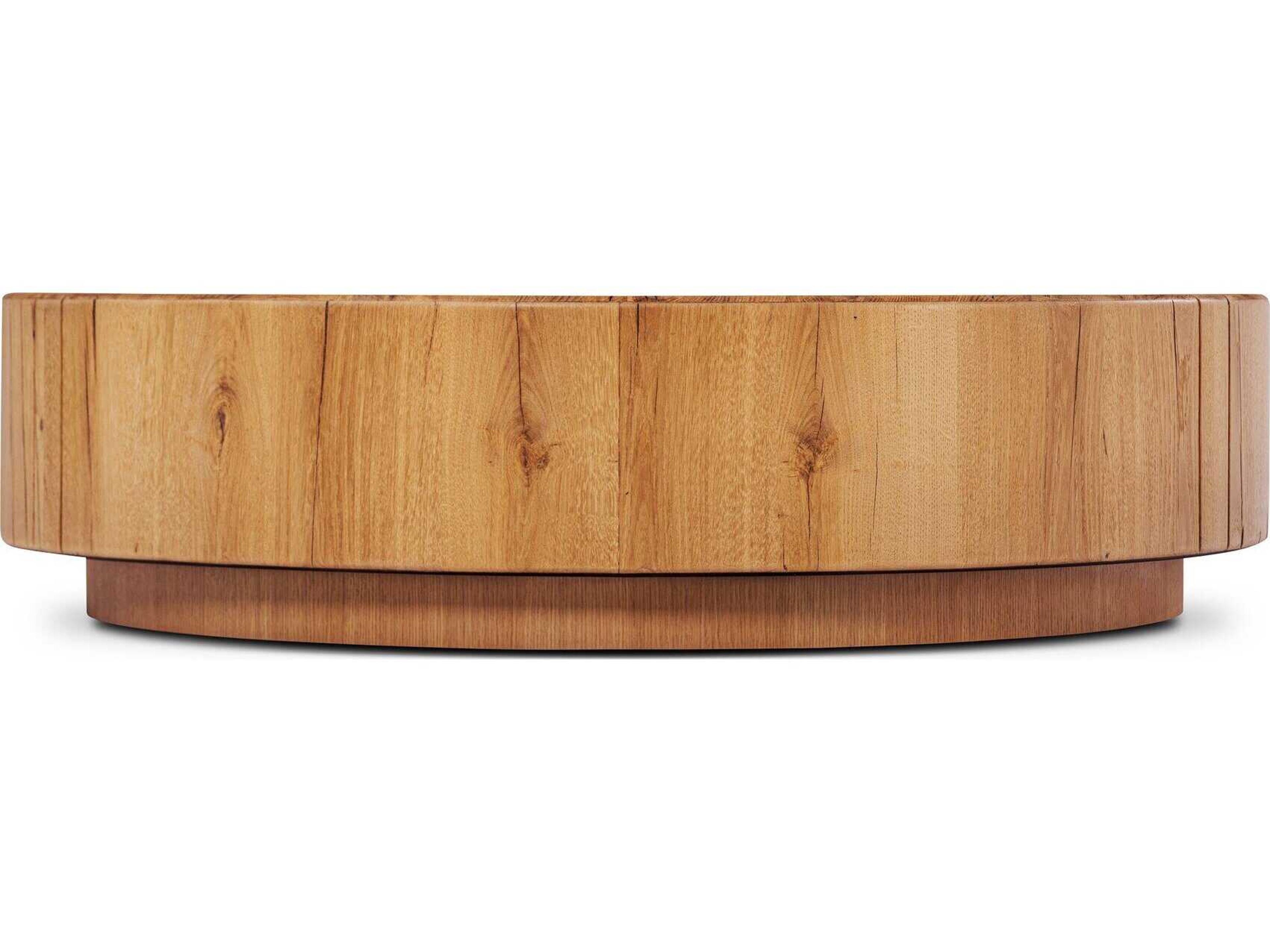 Four Hands Bina Round Wood Natural Reclaimed French Oak Coffee Table