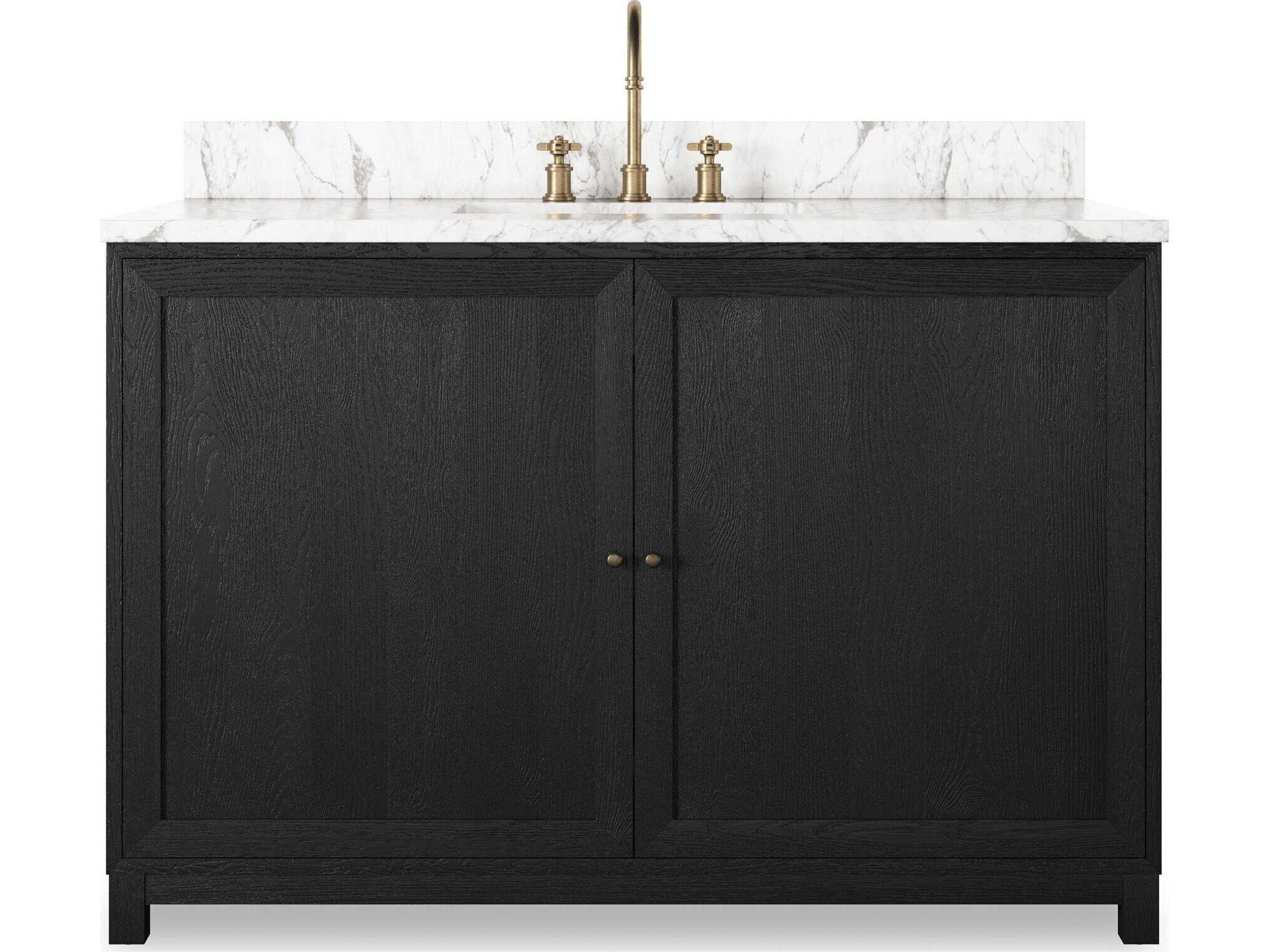 Four Hands Millie Single Wide Vanity - Satin Drifted Black Veneer
