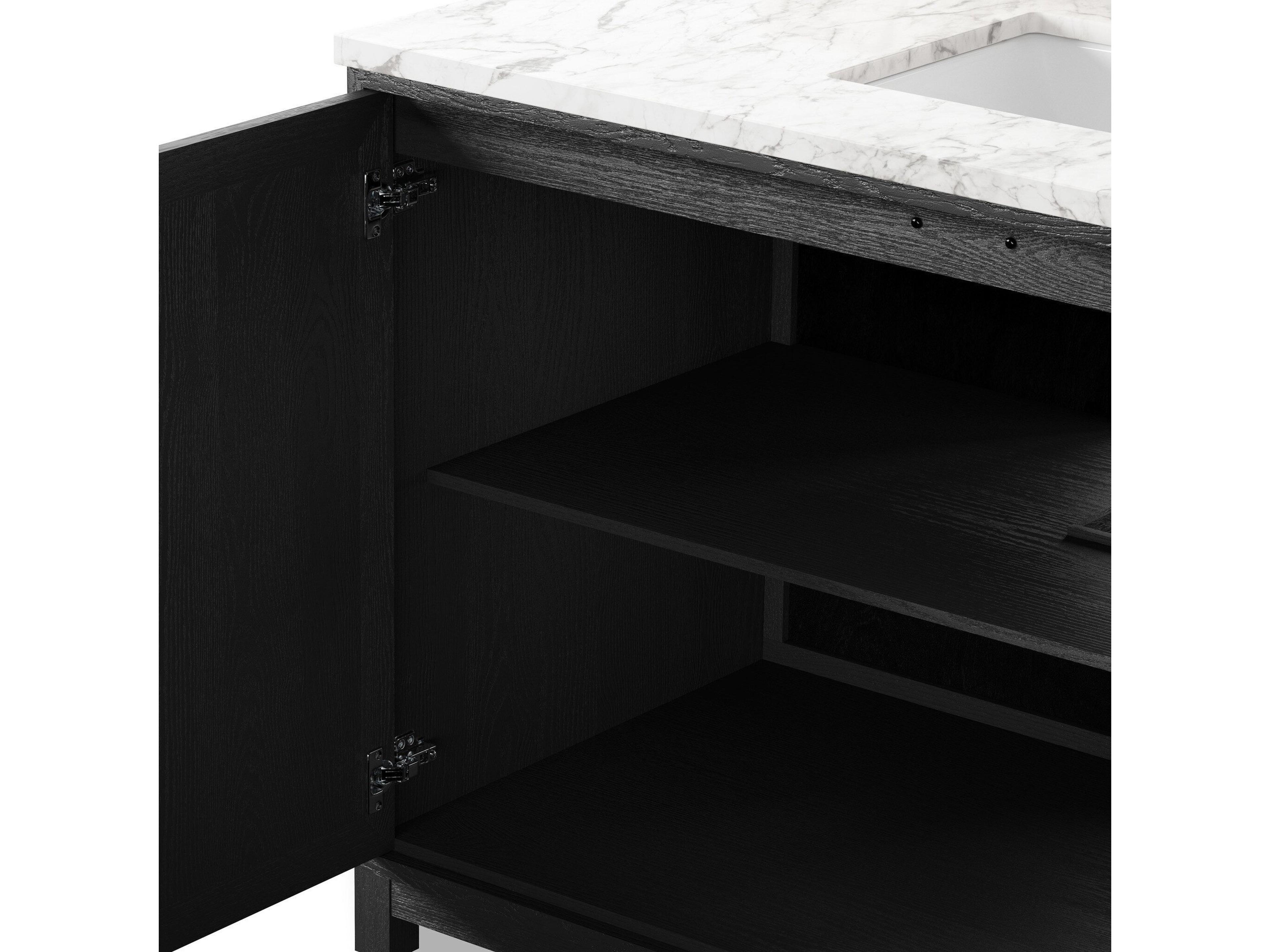 Four Hands Millie Single Wide Vanity - Satin Drifted Black Veneer