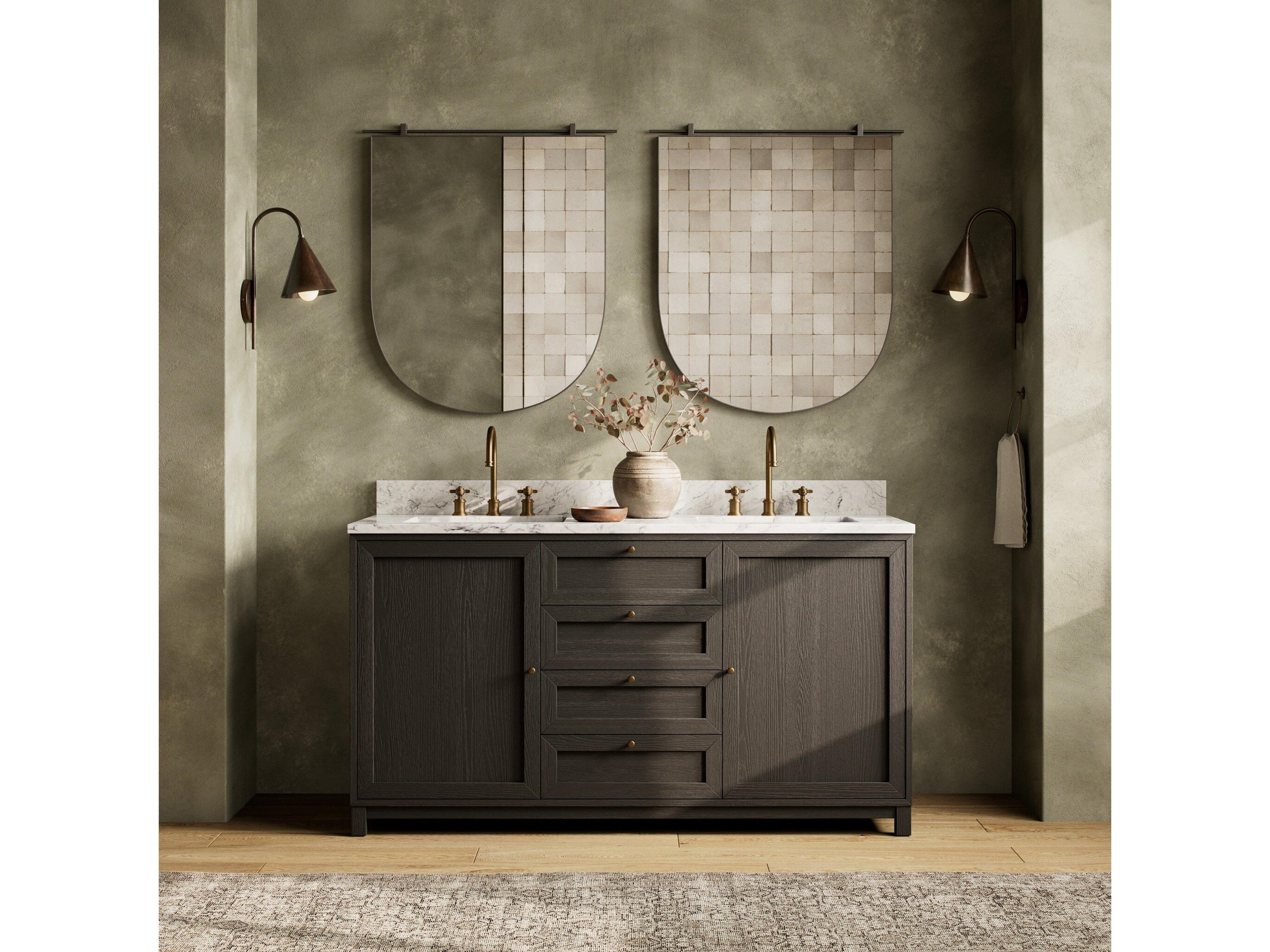 Four Hands Millie Double Vanity - Satin Drifted Black Veneer