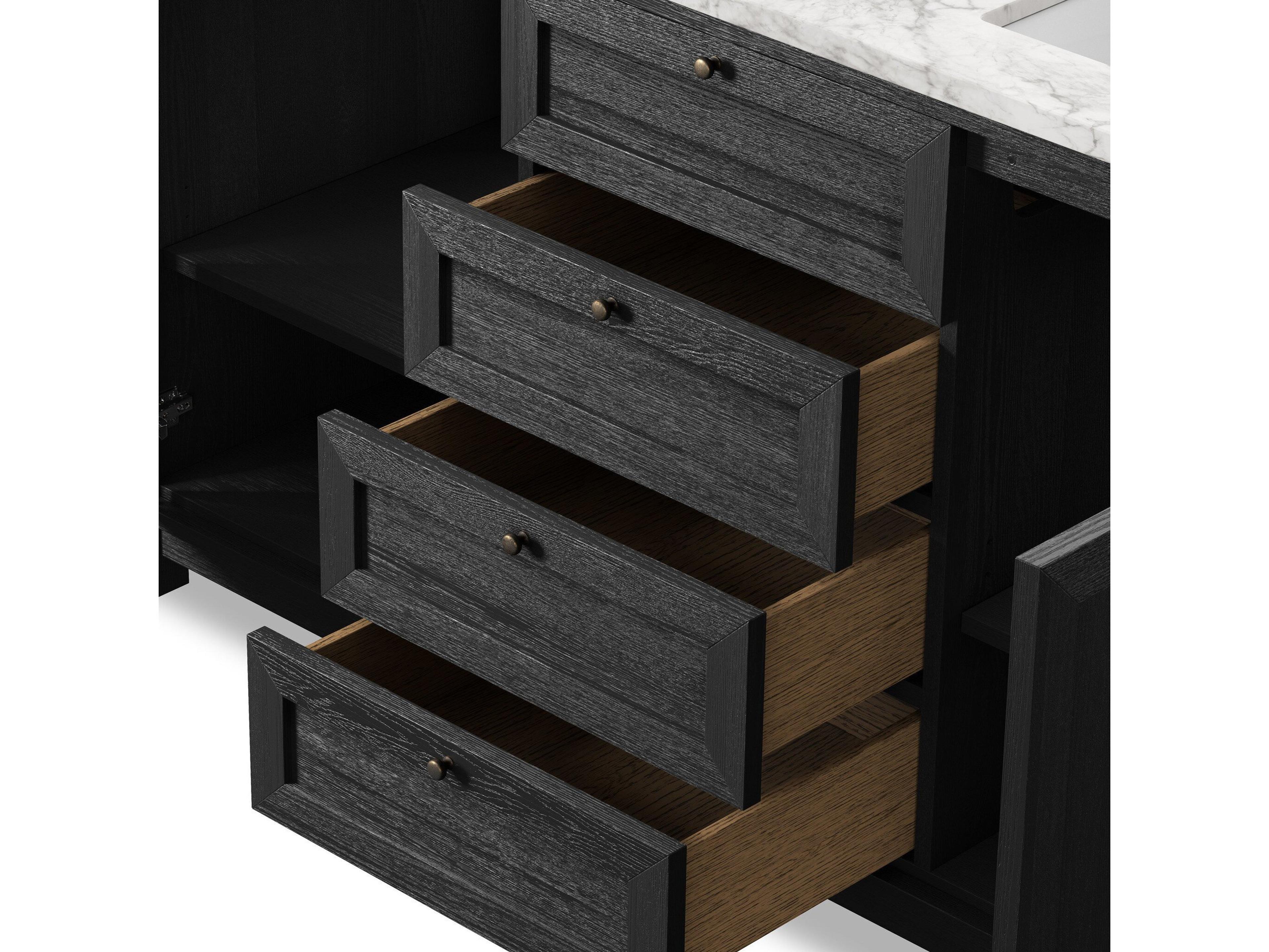 Four Hands Millie Double Vanity - Satin Drifted Black Veneer