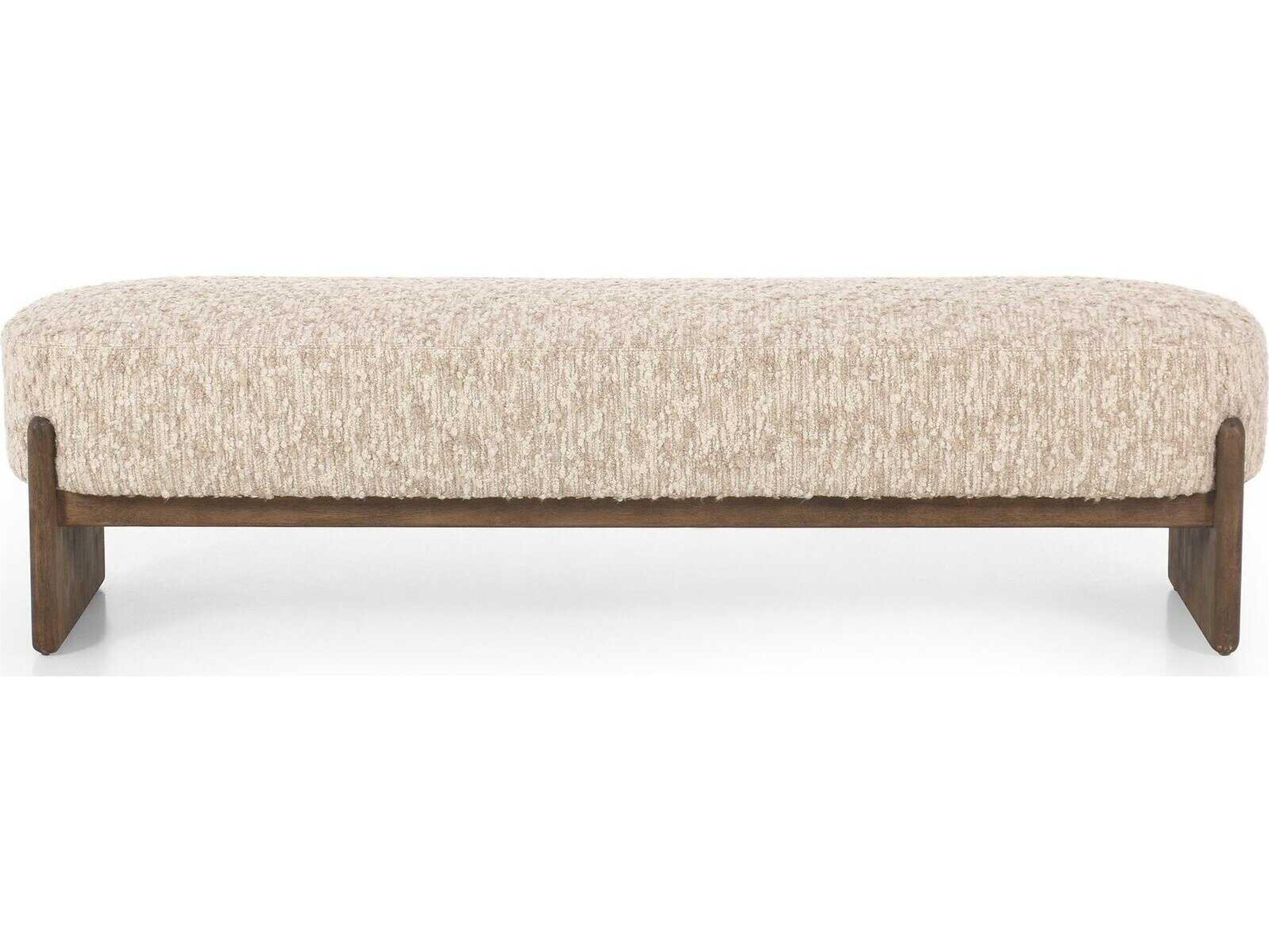 Four Hands Kensington Solema Cream Distressed Natural Beige Upholstered Accent Bench