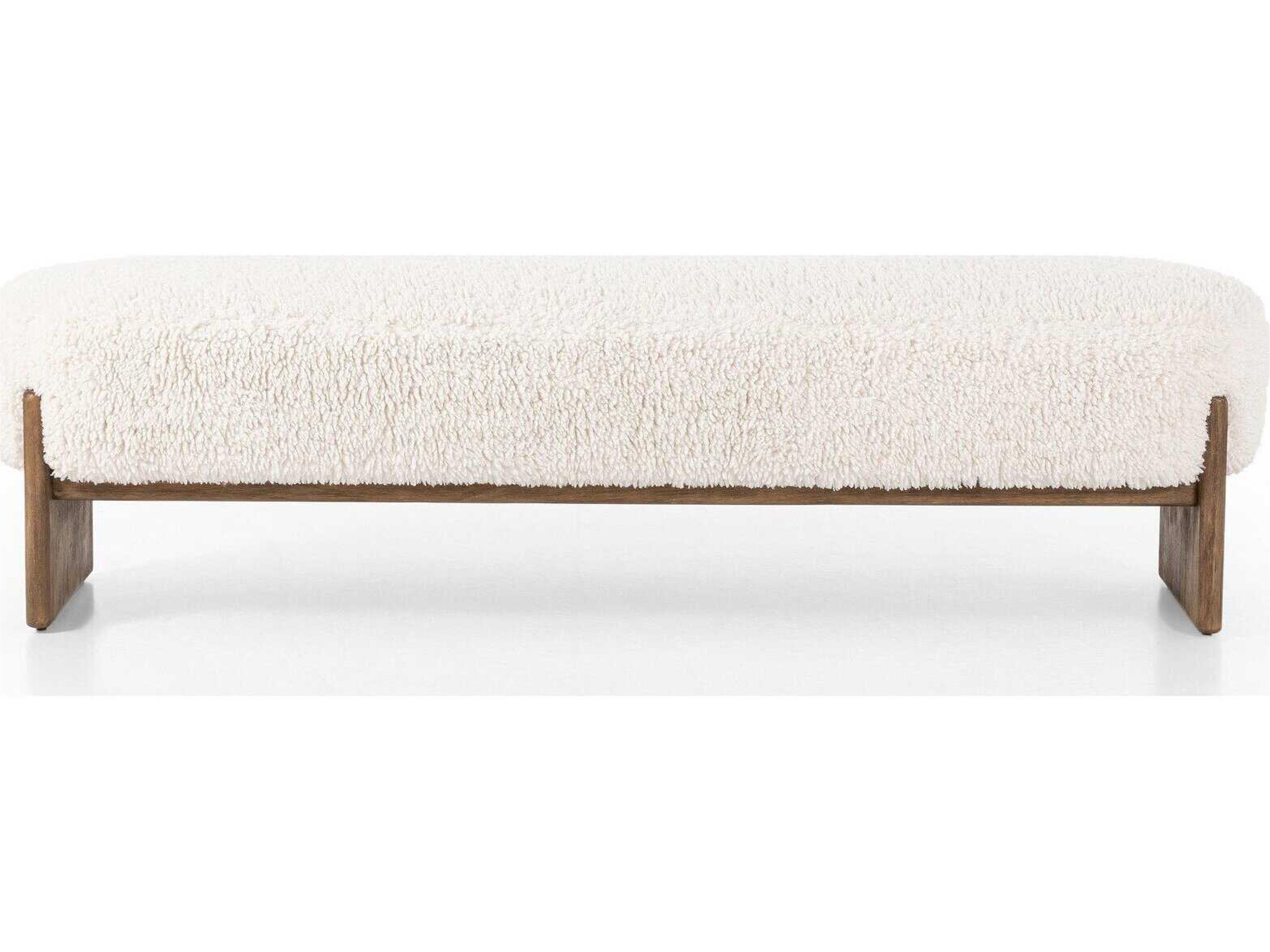 Four Hands Kensington Kirby White Fur Accent Bench