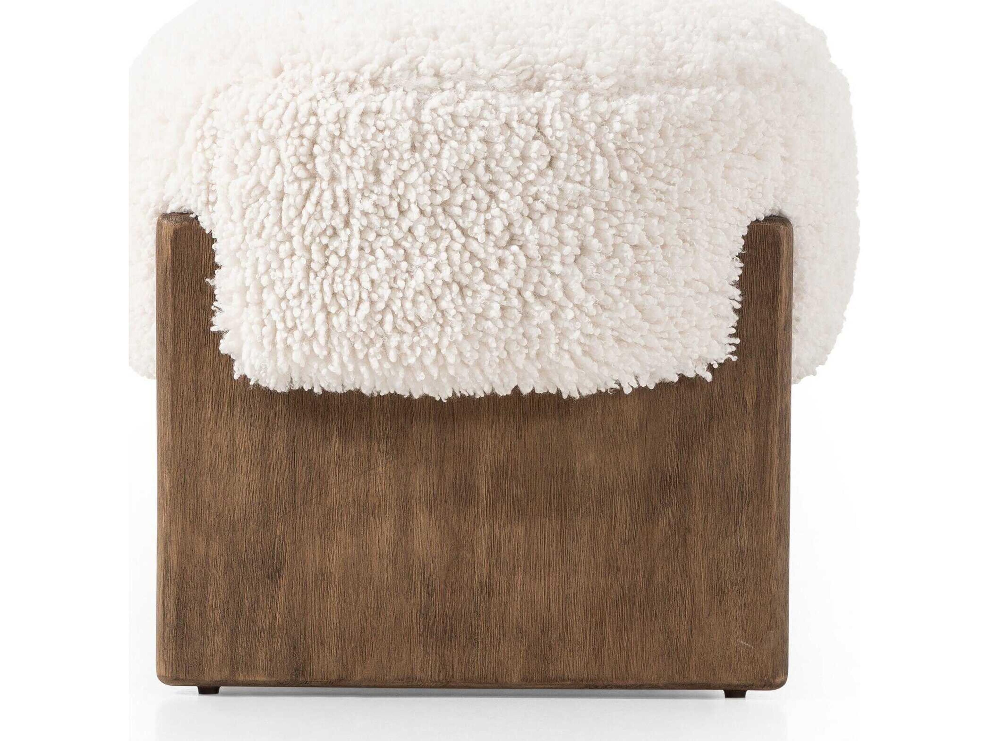Four Hands Kensington Kirby White Fur Accent Bench