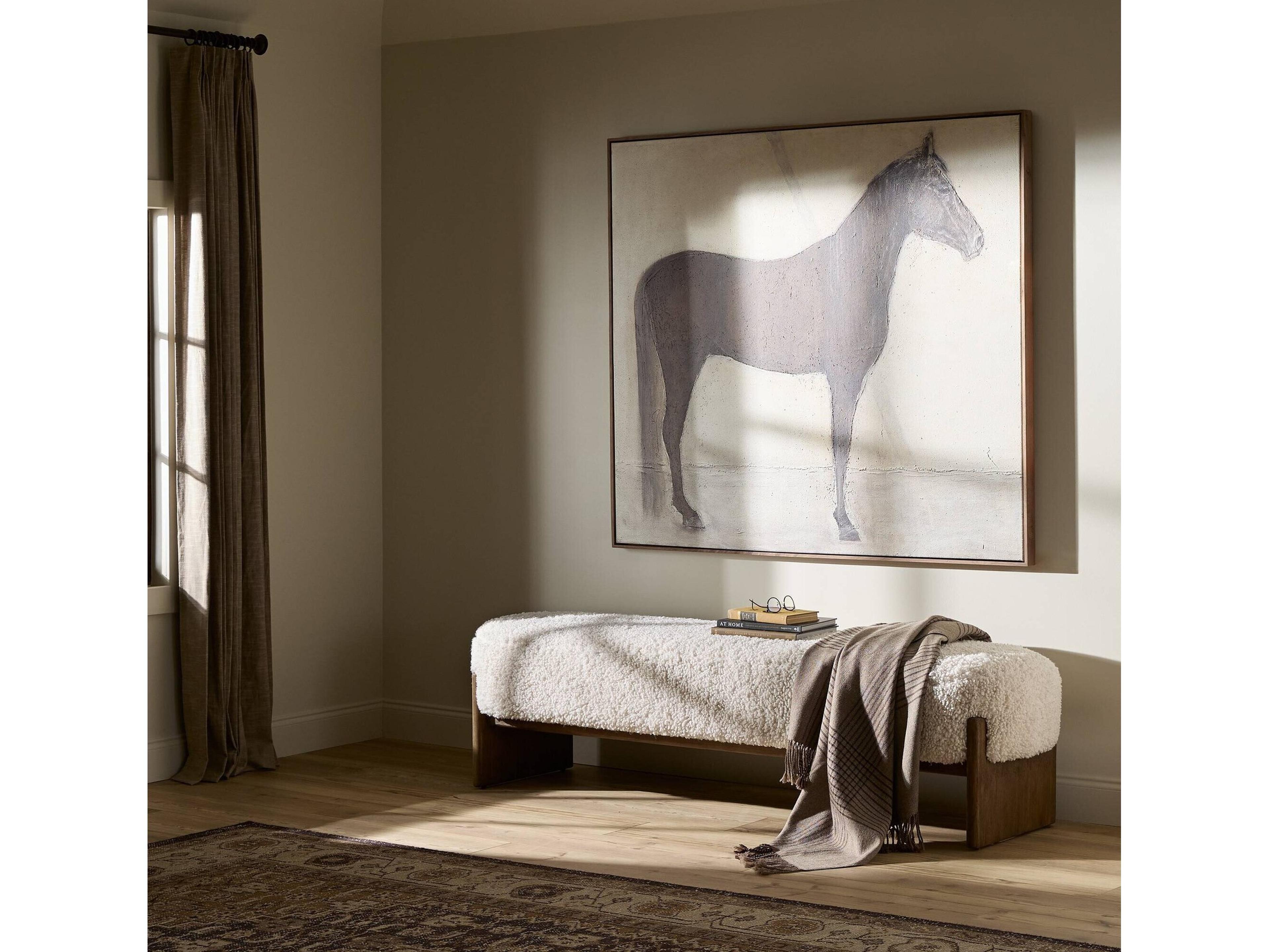 Four Hands Kensington Kirby White Fur Accent Bench