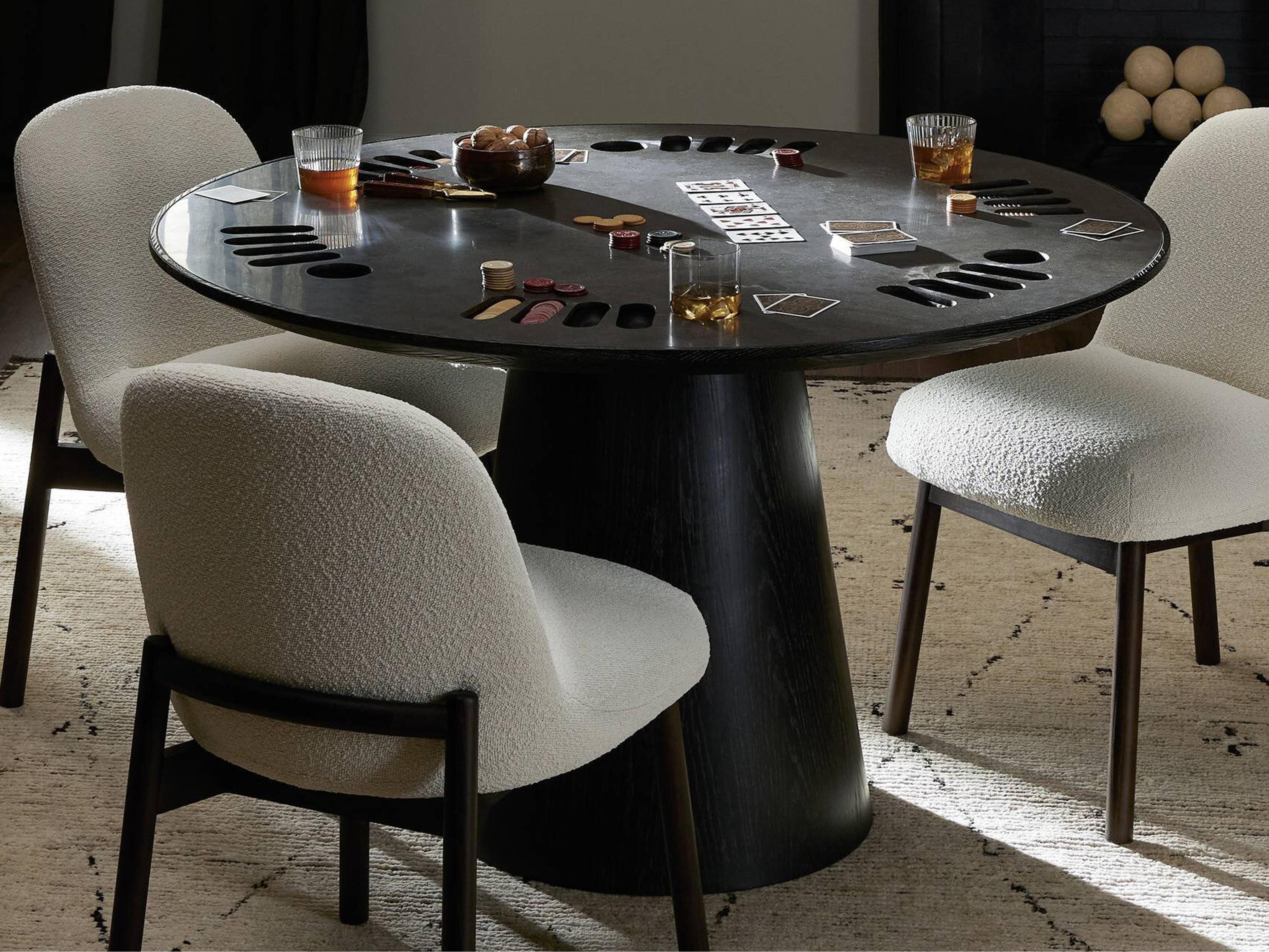Four Hands Hughes Oak Wood Washed Black Bluestone Game Table