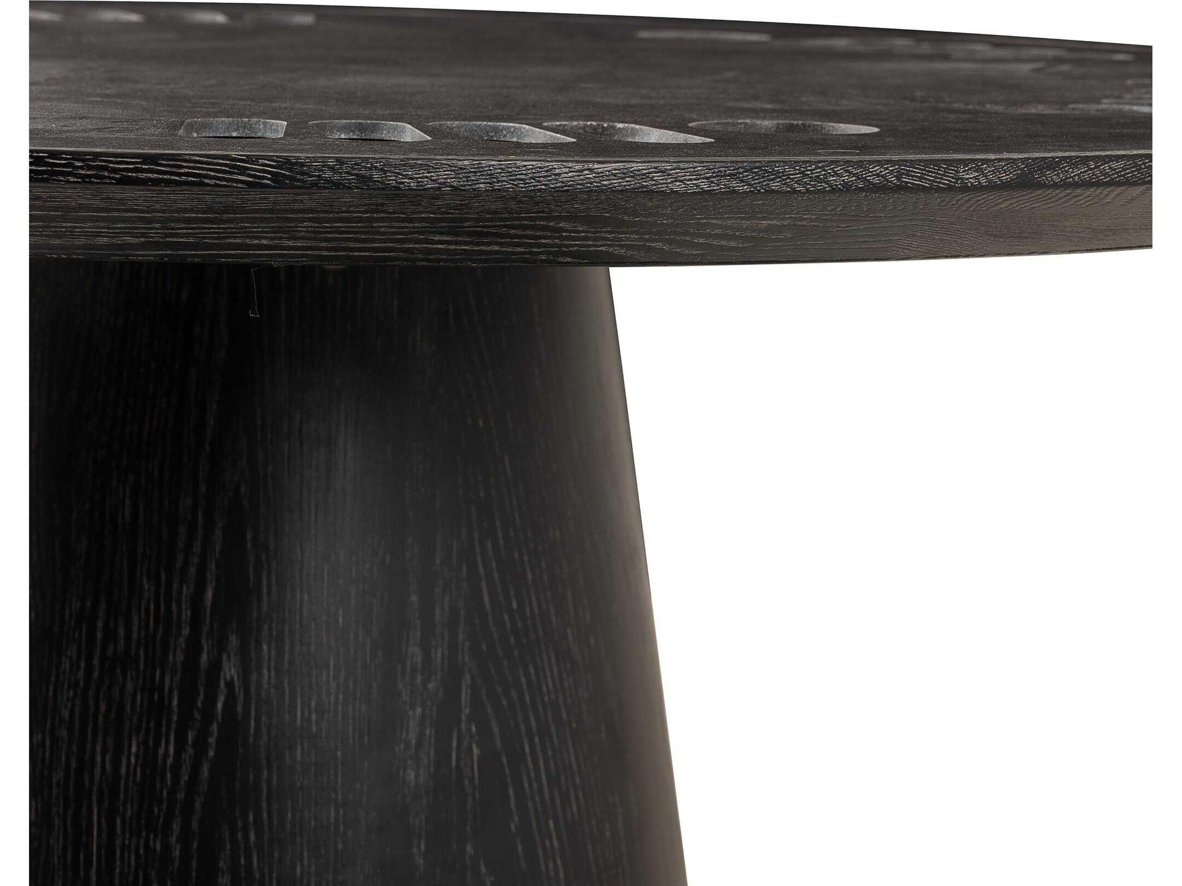 Four Hands Hughes Oak Wood Washed Black Bluestone Game Table