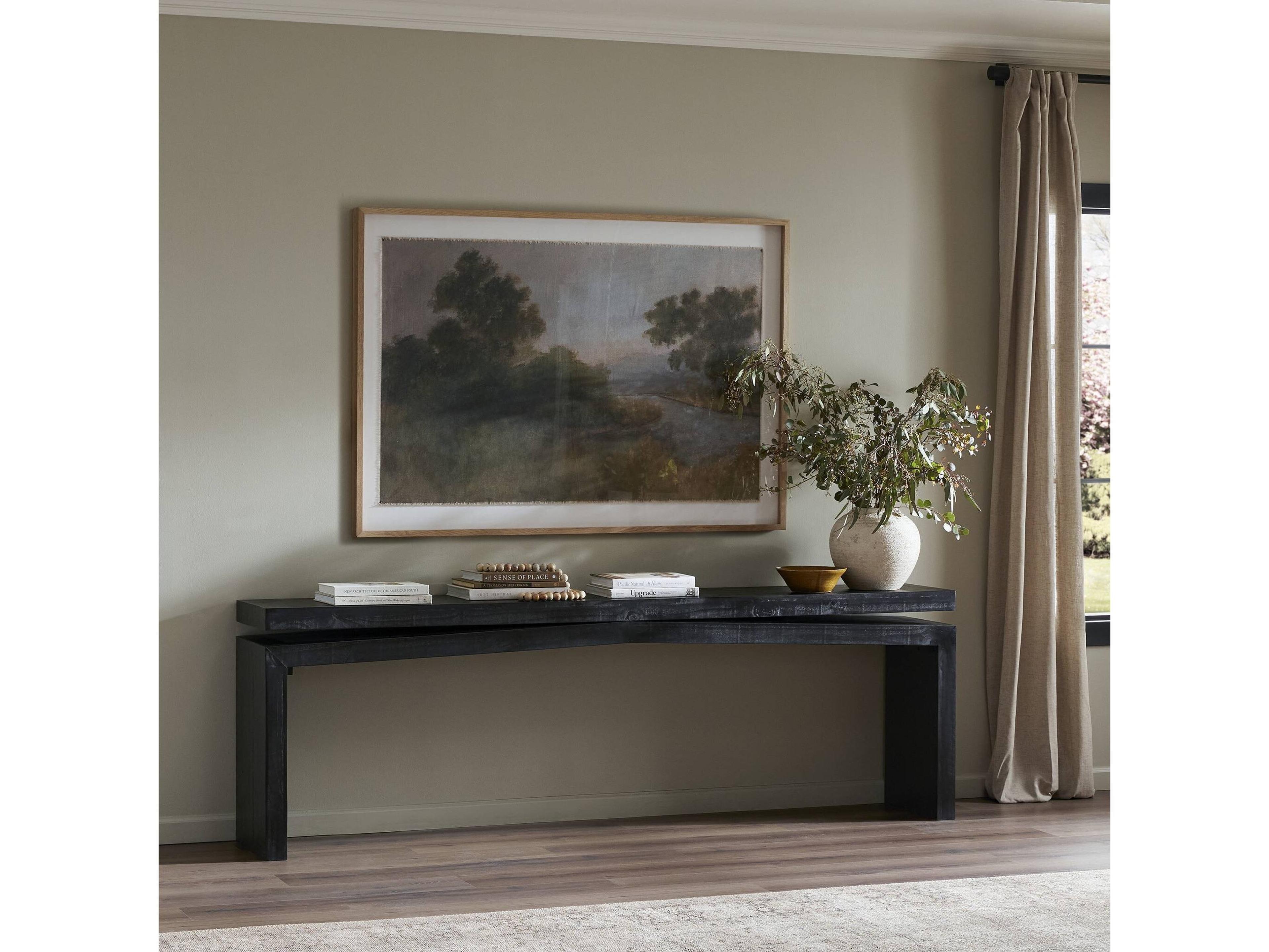 Four Hands Haiden Matthes Aged Black Pine Console Table 94"