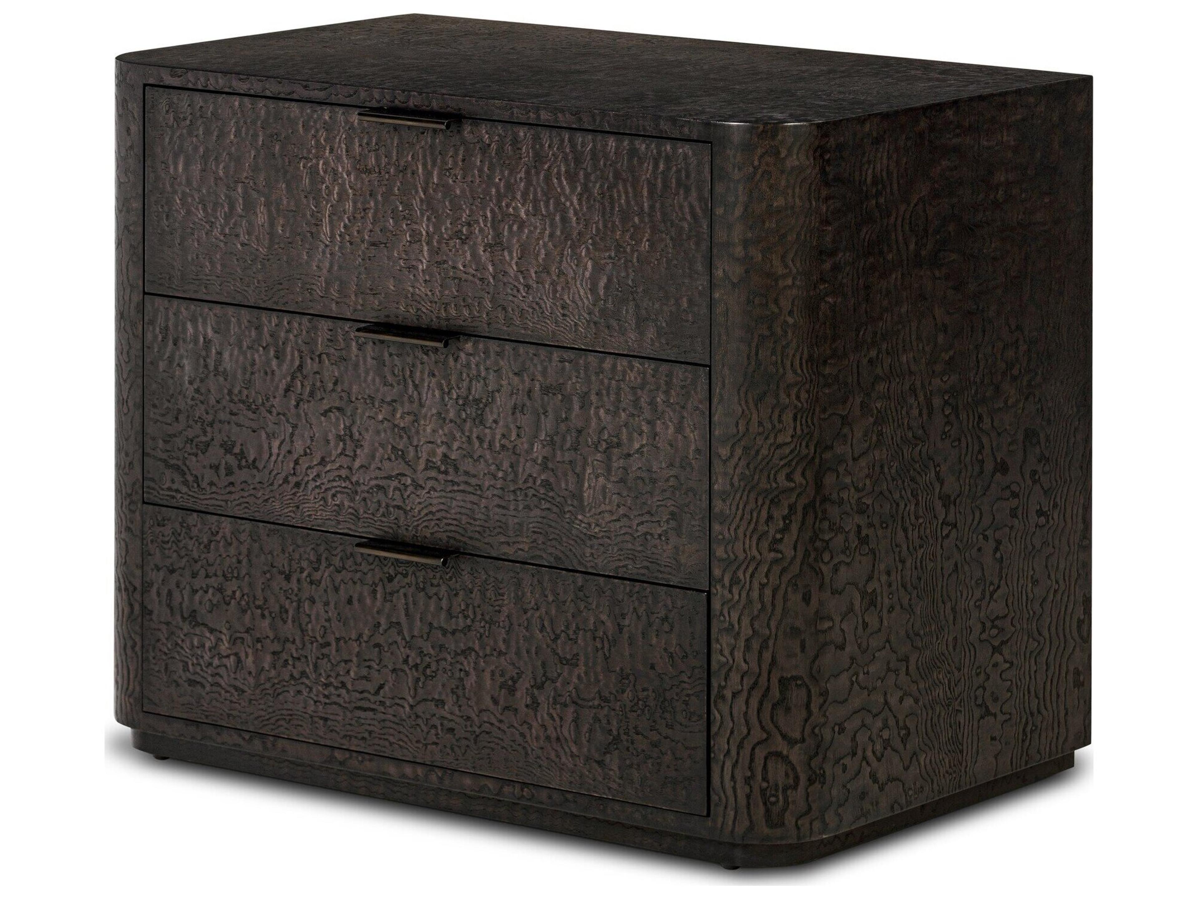 Westley 3-Drawers Brown Ash Wood Nightstand