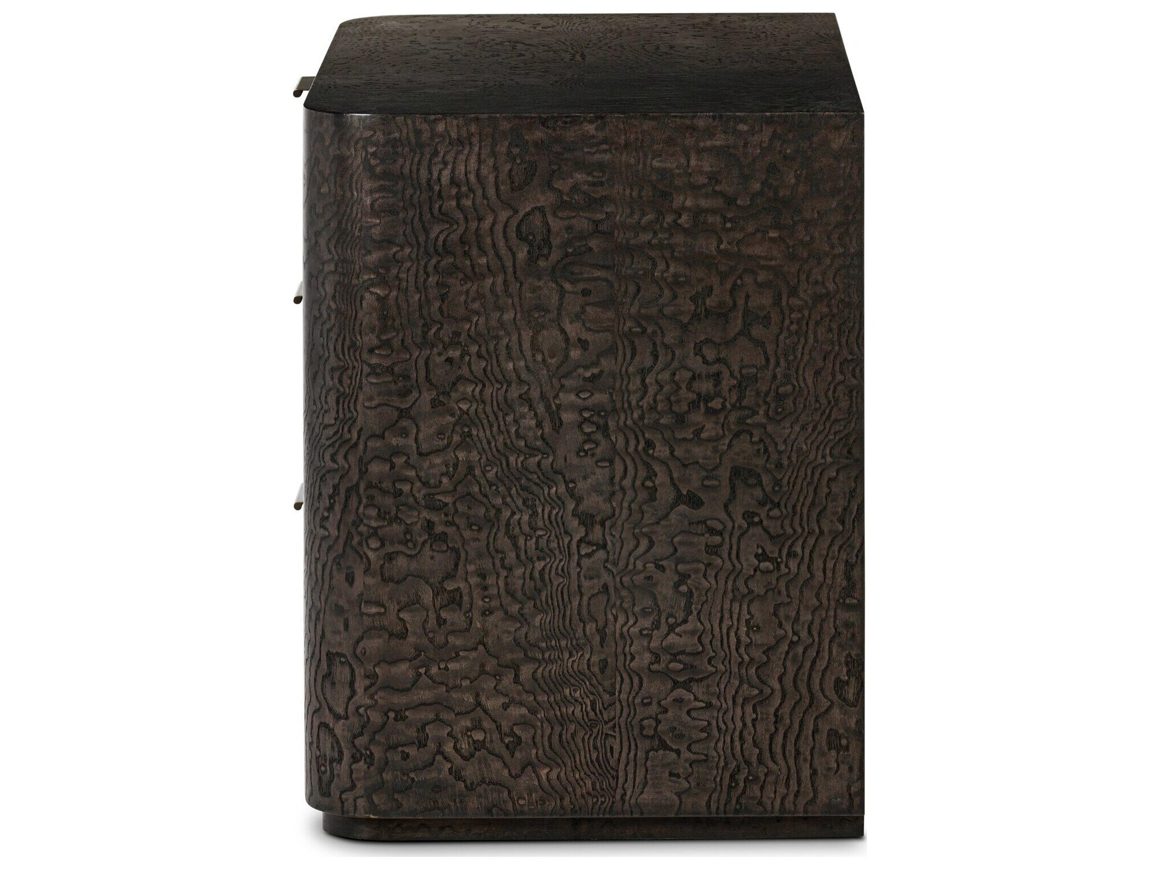 Four Hands Westley 3-Drawers Brown Ash Wood Nightstand