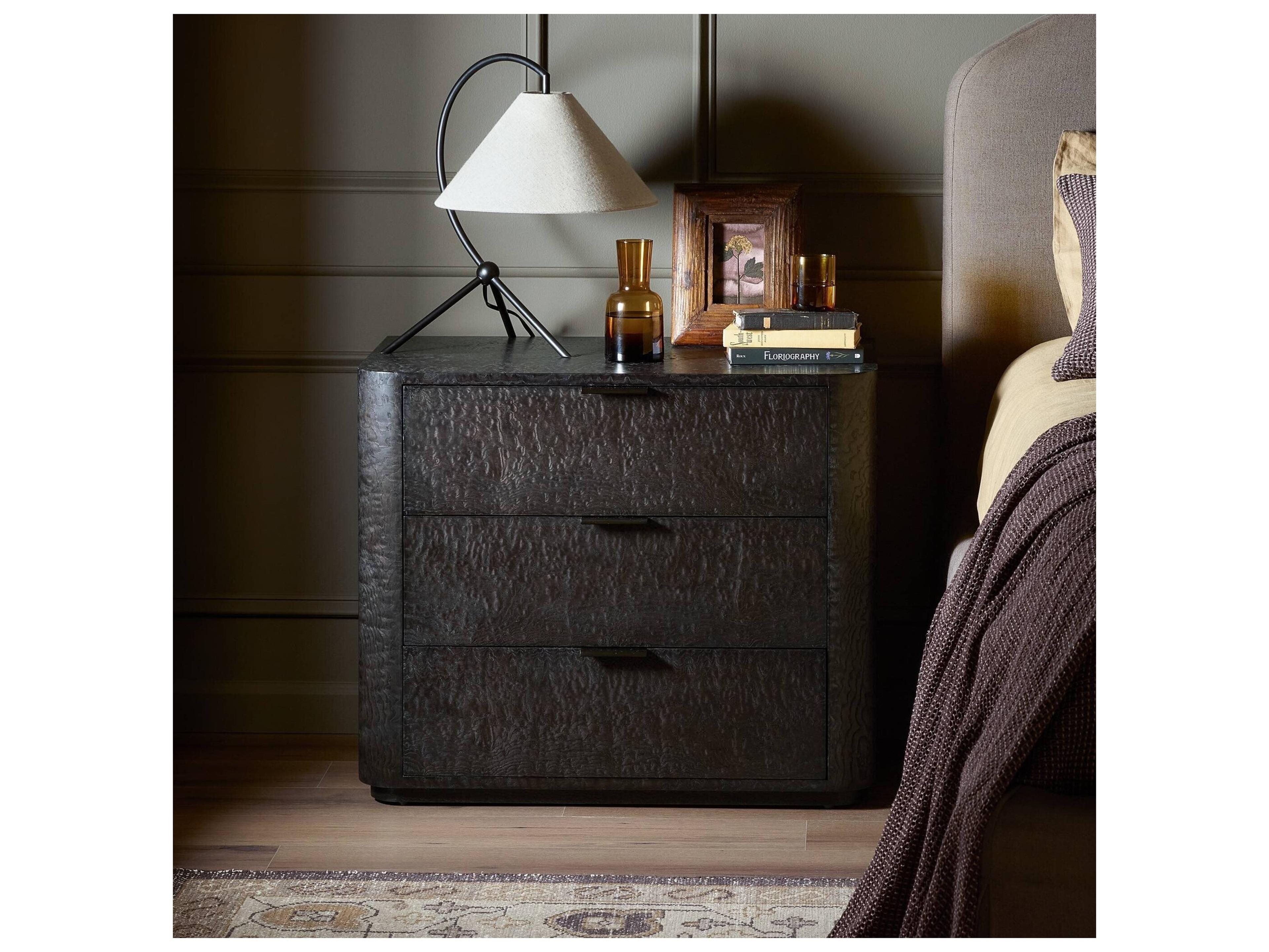 Four Hands Westley 3-Drawers Brown Ash Wood Nightstand