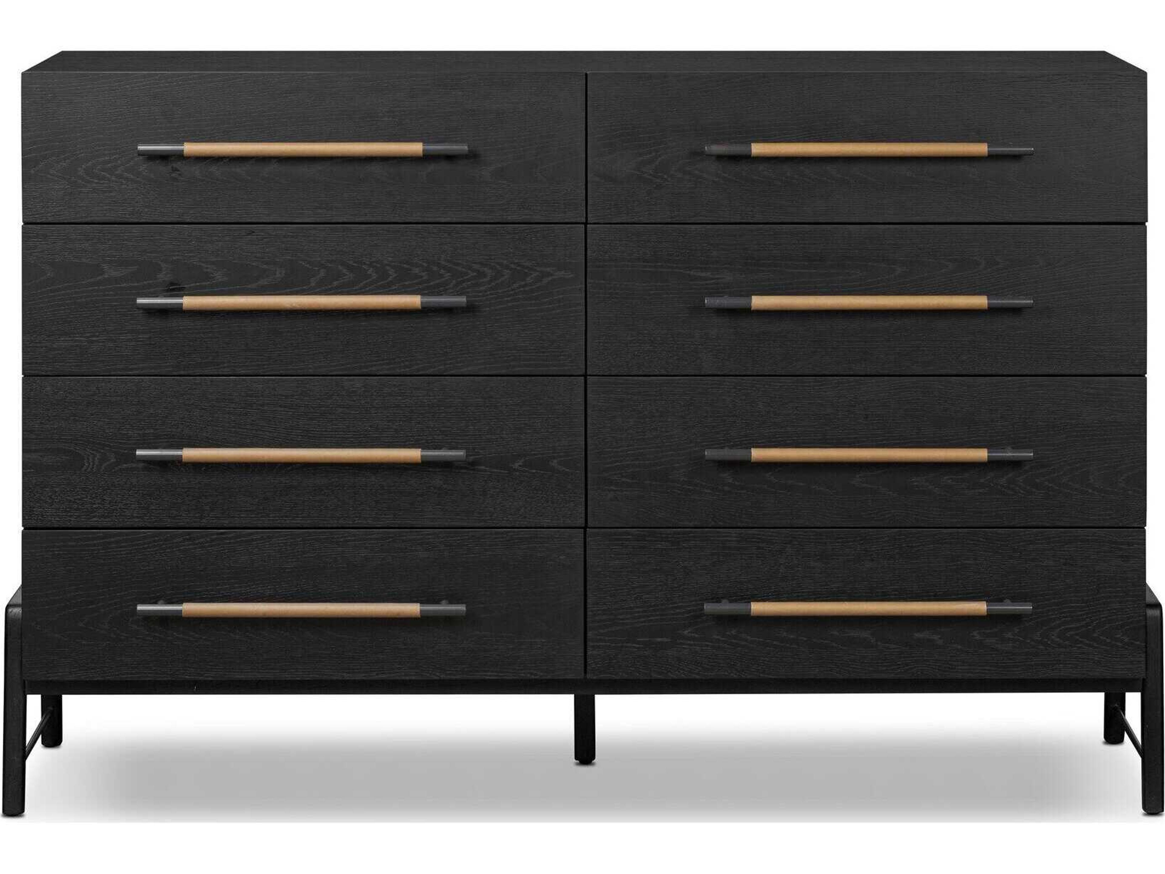 Four Hands Filmore Rosedale Ebony Oak Veneer Oak Wood 8 Drawer Dresser