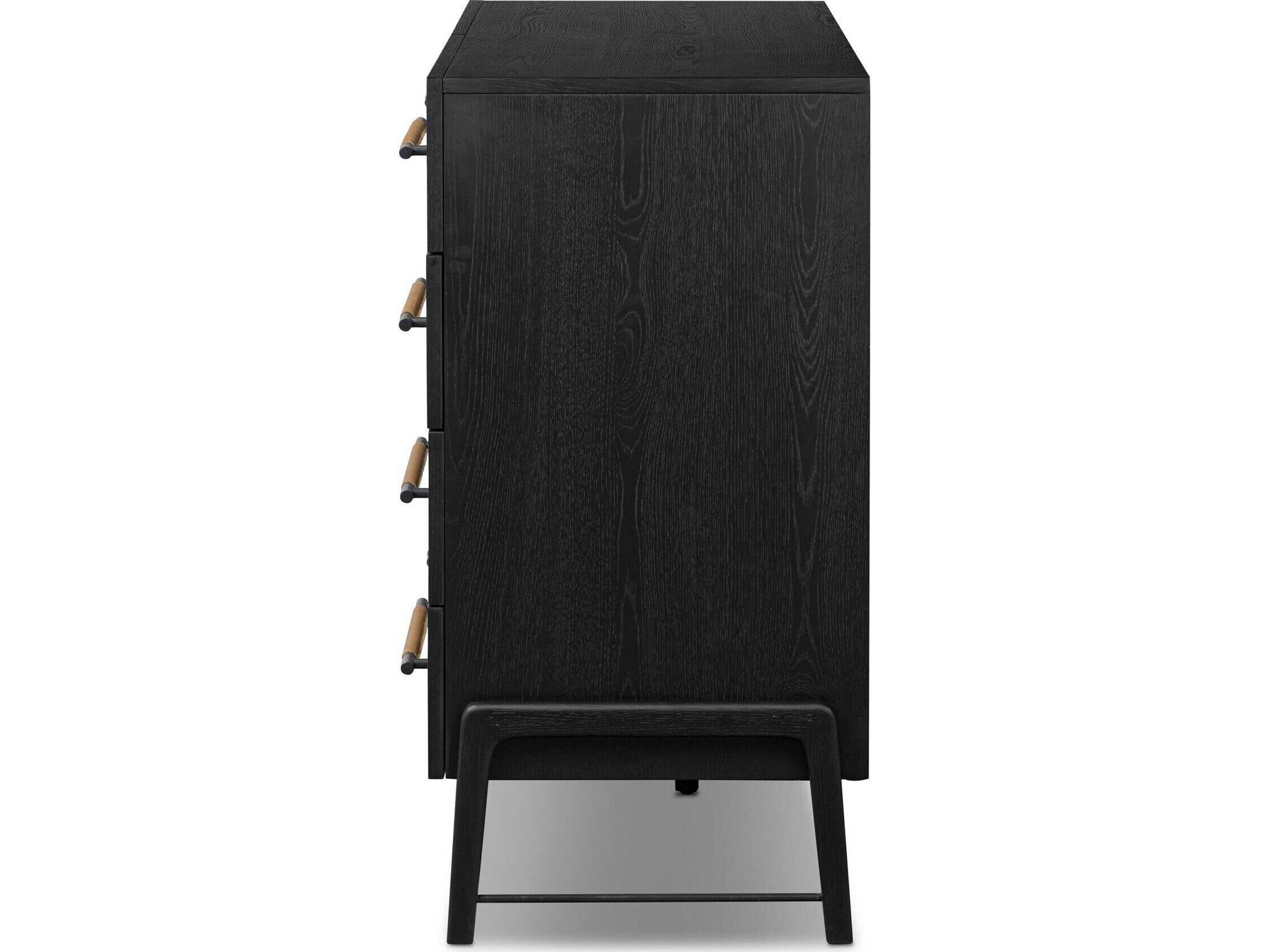 Four Hands Filmore Rosedale Ebony Oak Veneer Oak Wood 8 Drawer Dresser