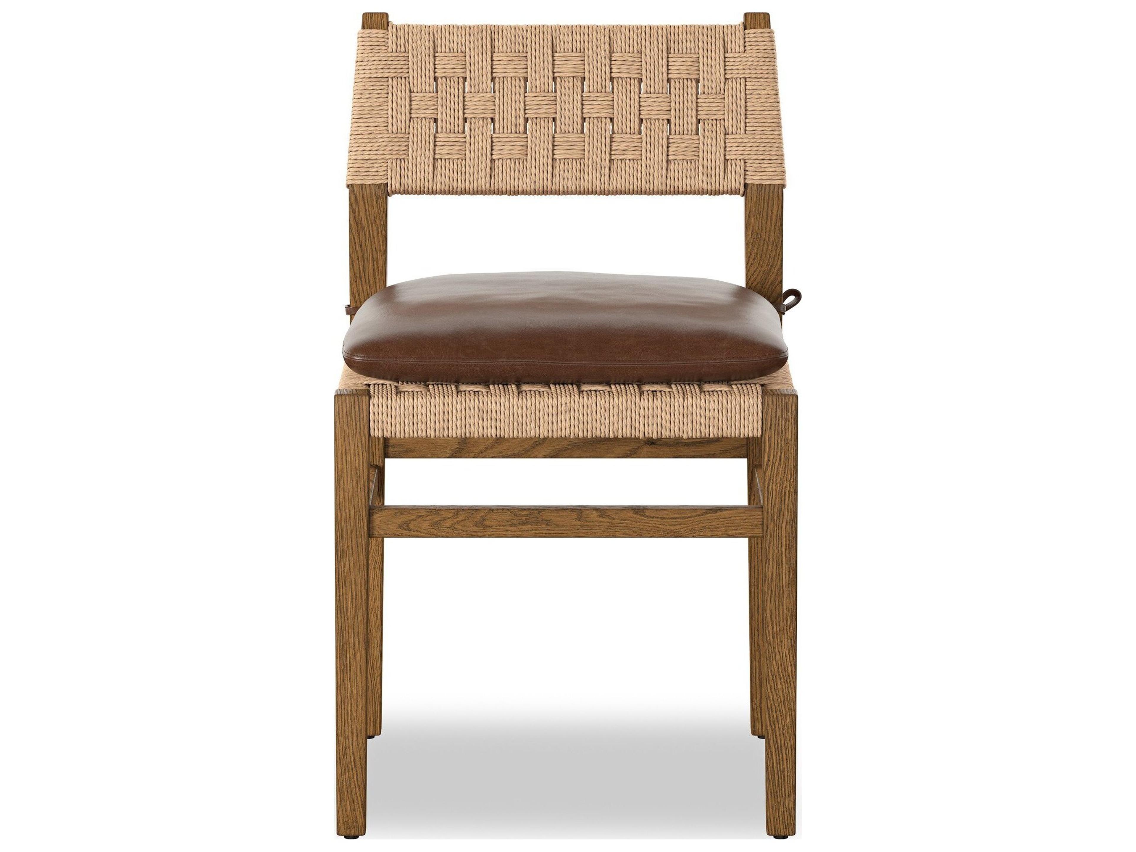 Four Hands Houghton Ash Wood Brown Leather Armless Dining Chair