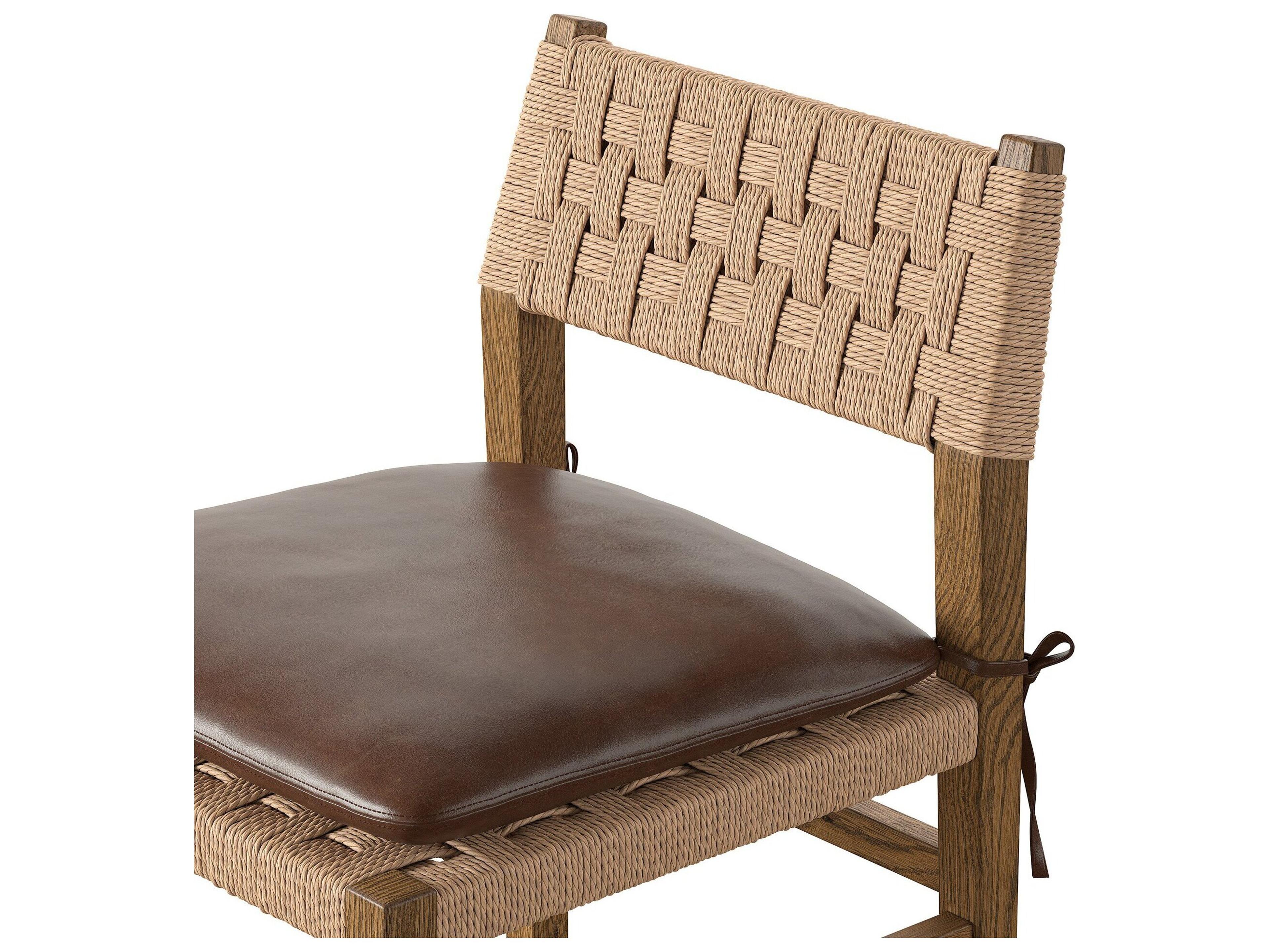 Four Hands Houghton Ash Wood Brown Leather Armless Dining Chair