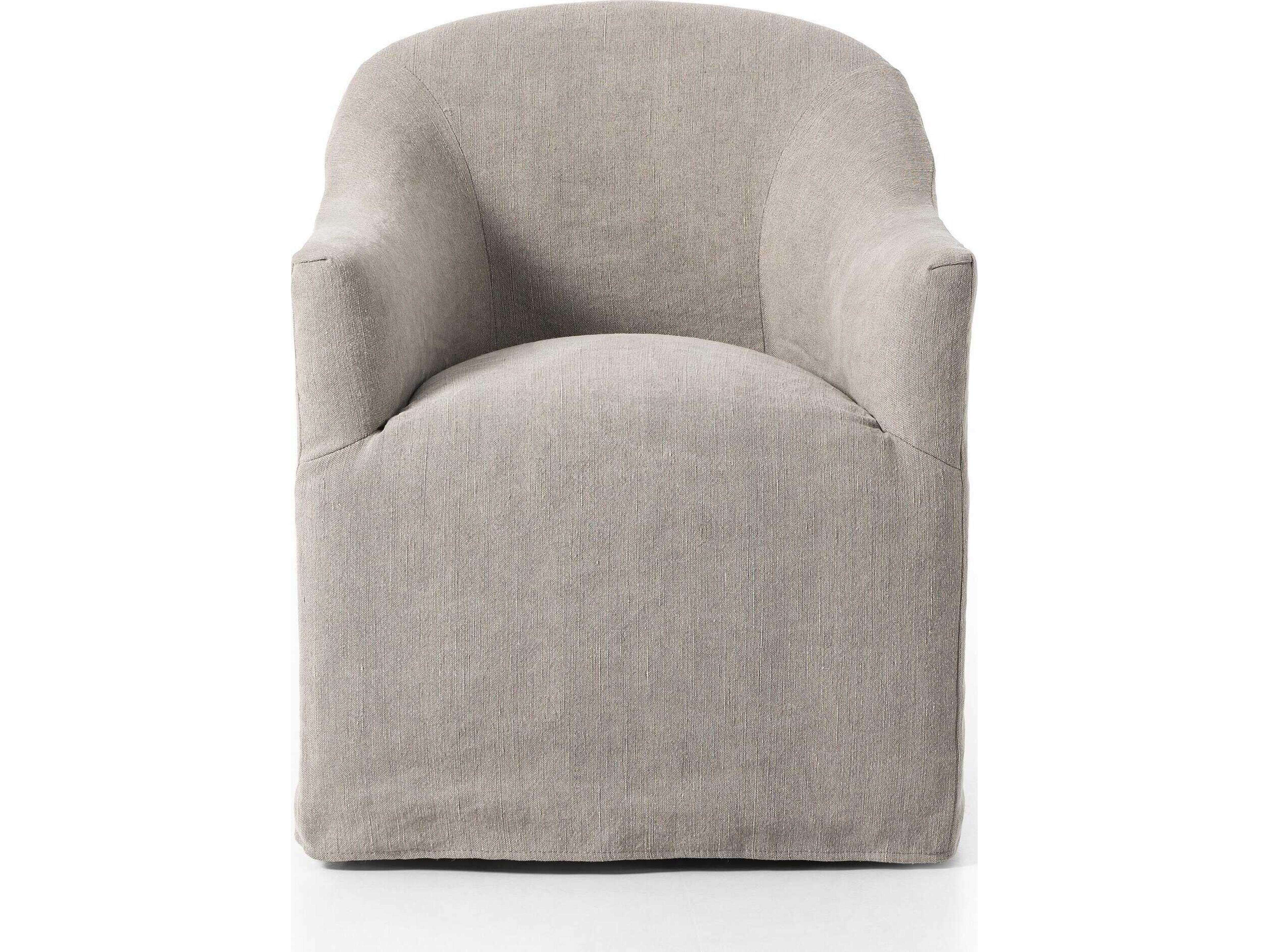 Four Hands Kensington Cove Heather Twill Stone Dining Chair w/ Casters