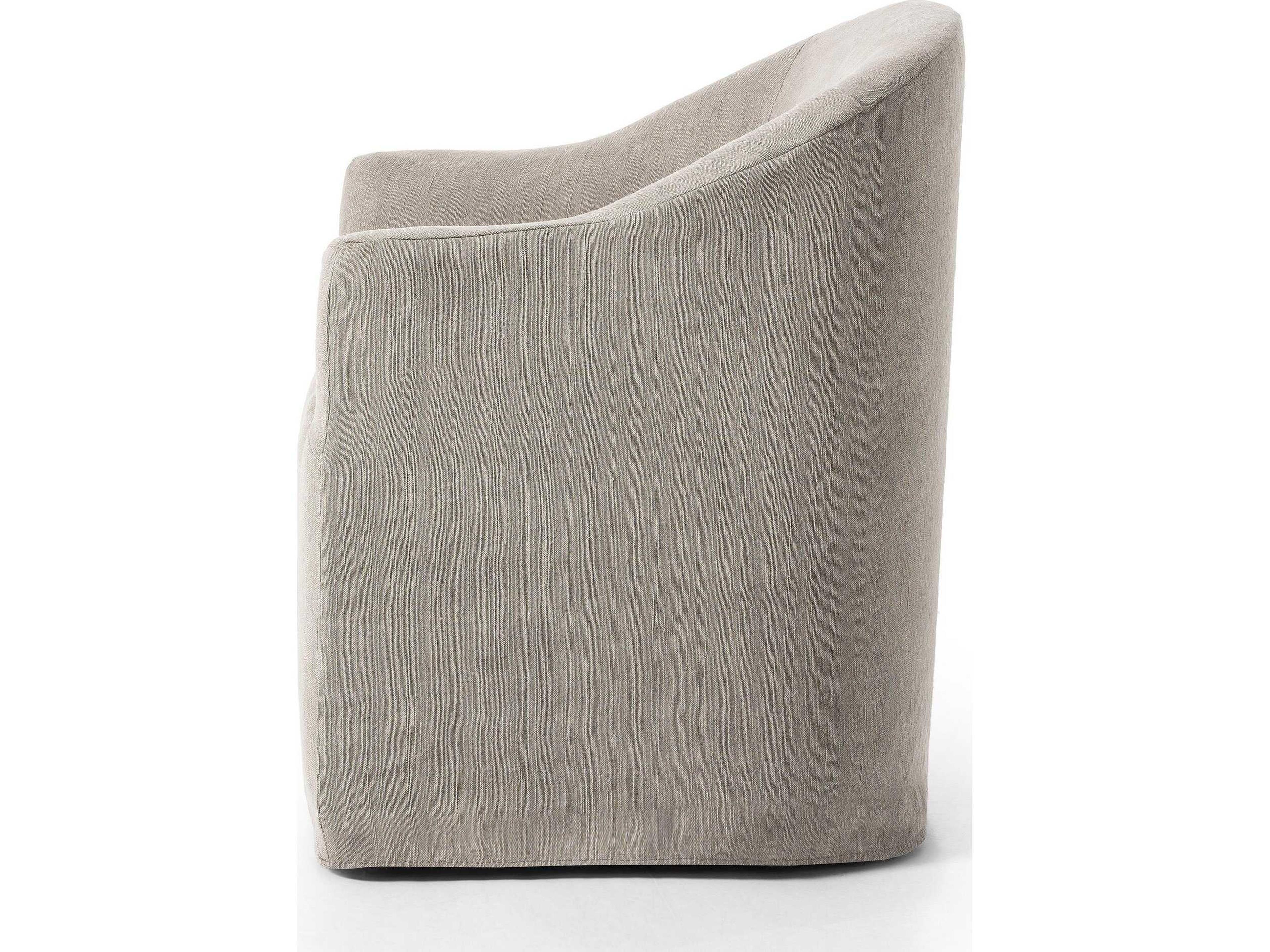 Four Hands Kensington Cove Heather Twill Stone Dining Chair w/ Casters