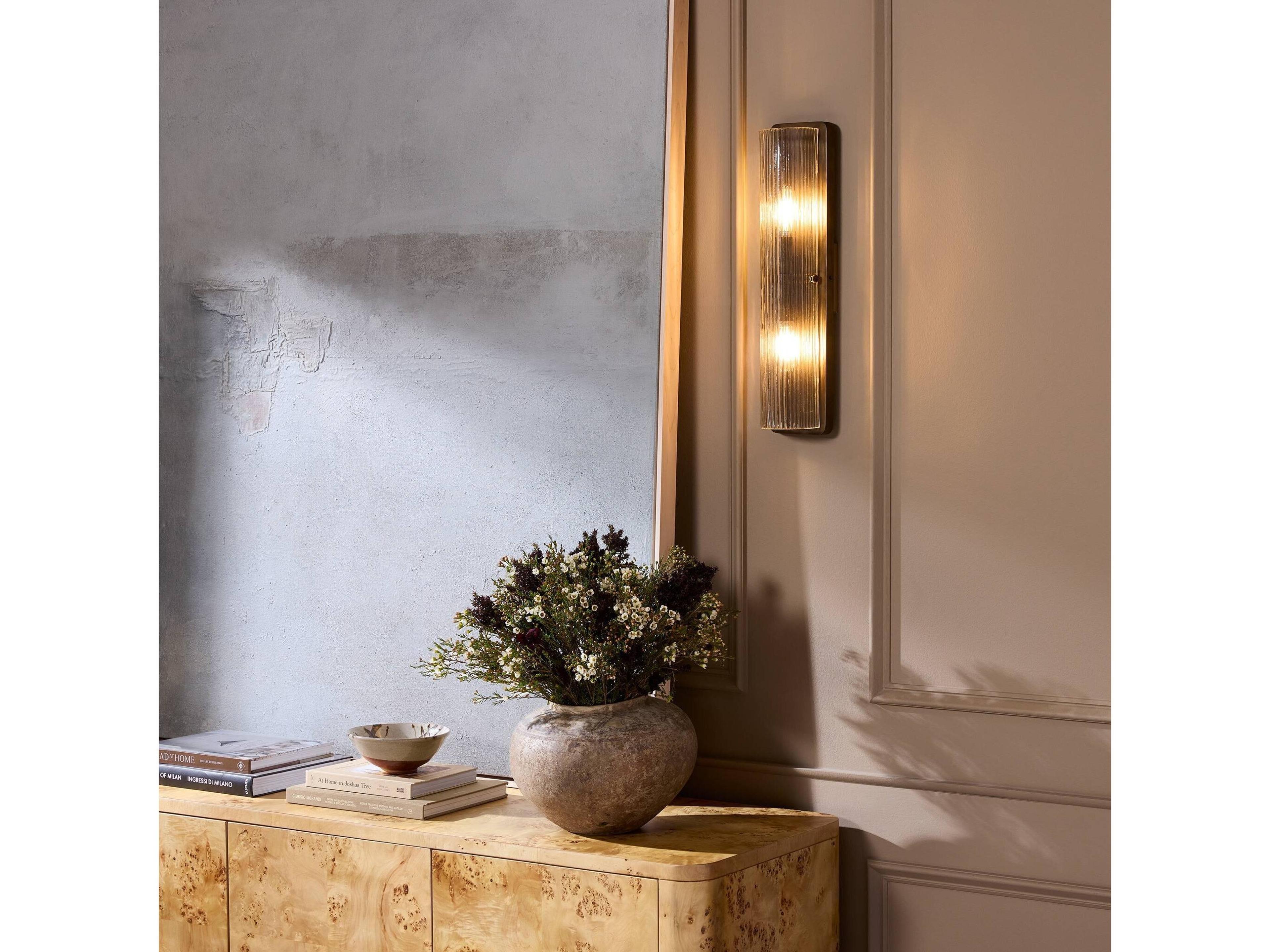 Four Hands Hutton Kenji Sconce - Clear Reeded Glass