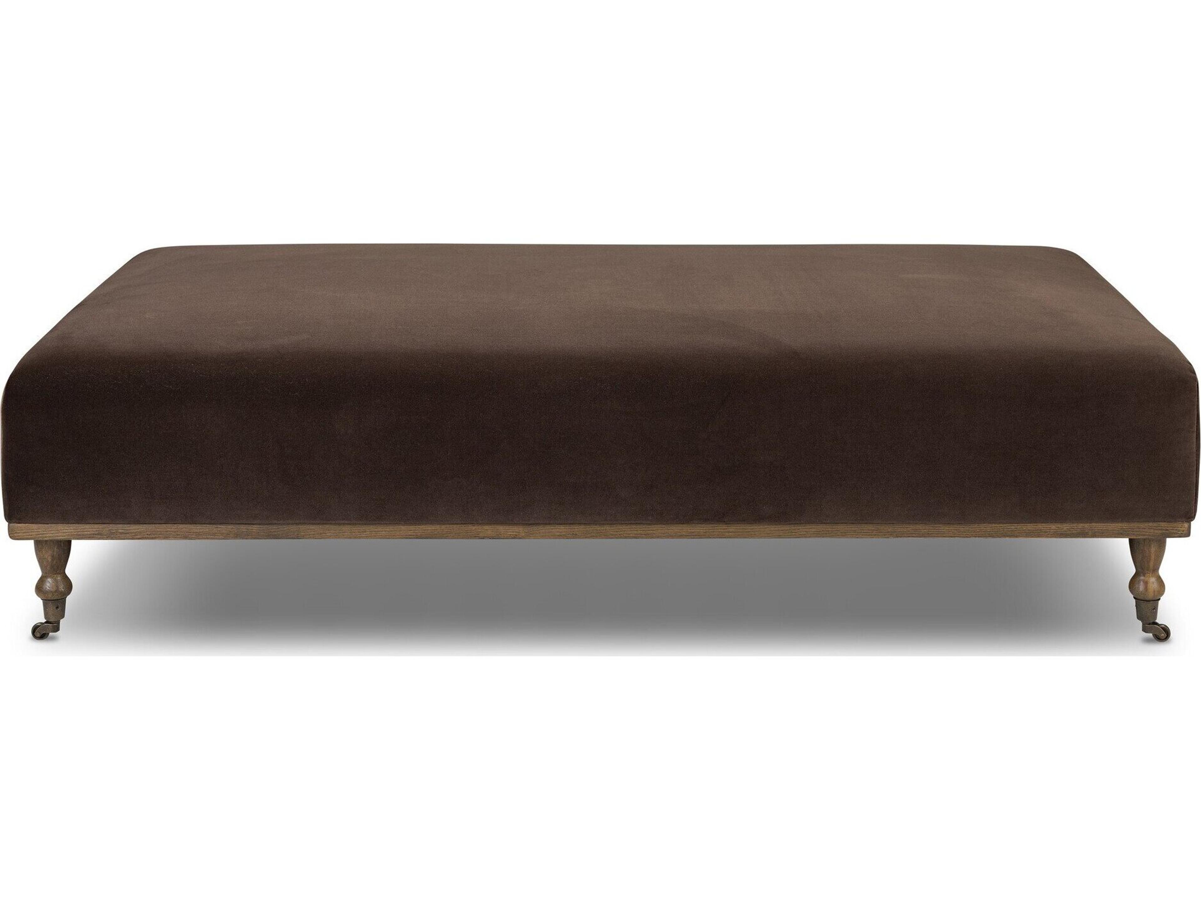 Four Hands Easton Surrey Cocoa Brown Upholstered Ottoman