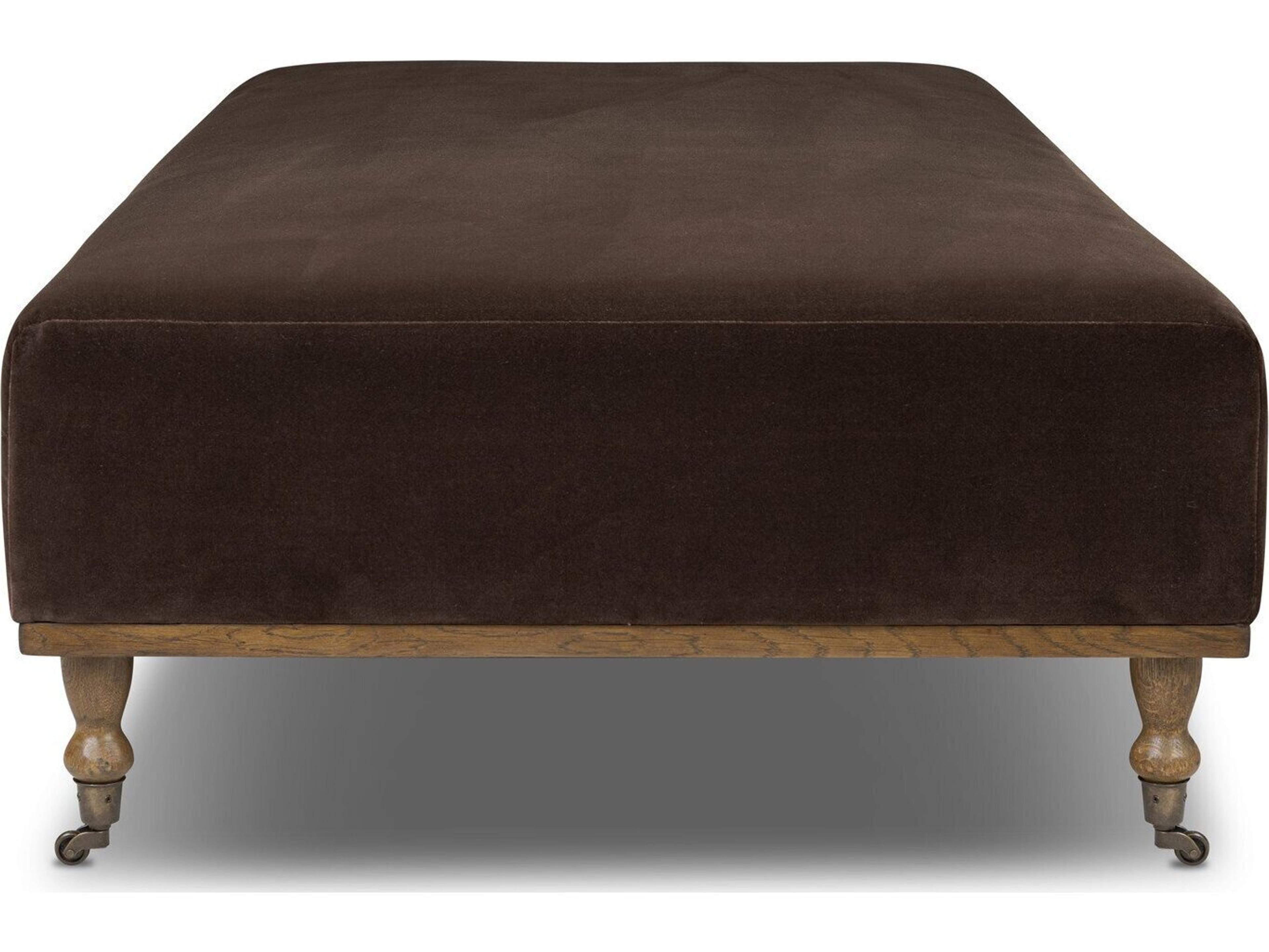 Four Hands Easton Surrey Cocoa Brown Upholstered Ottoman
