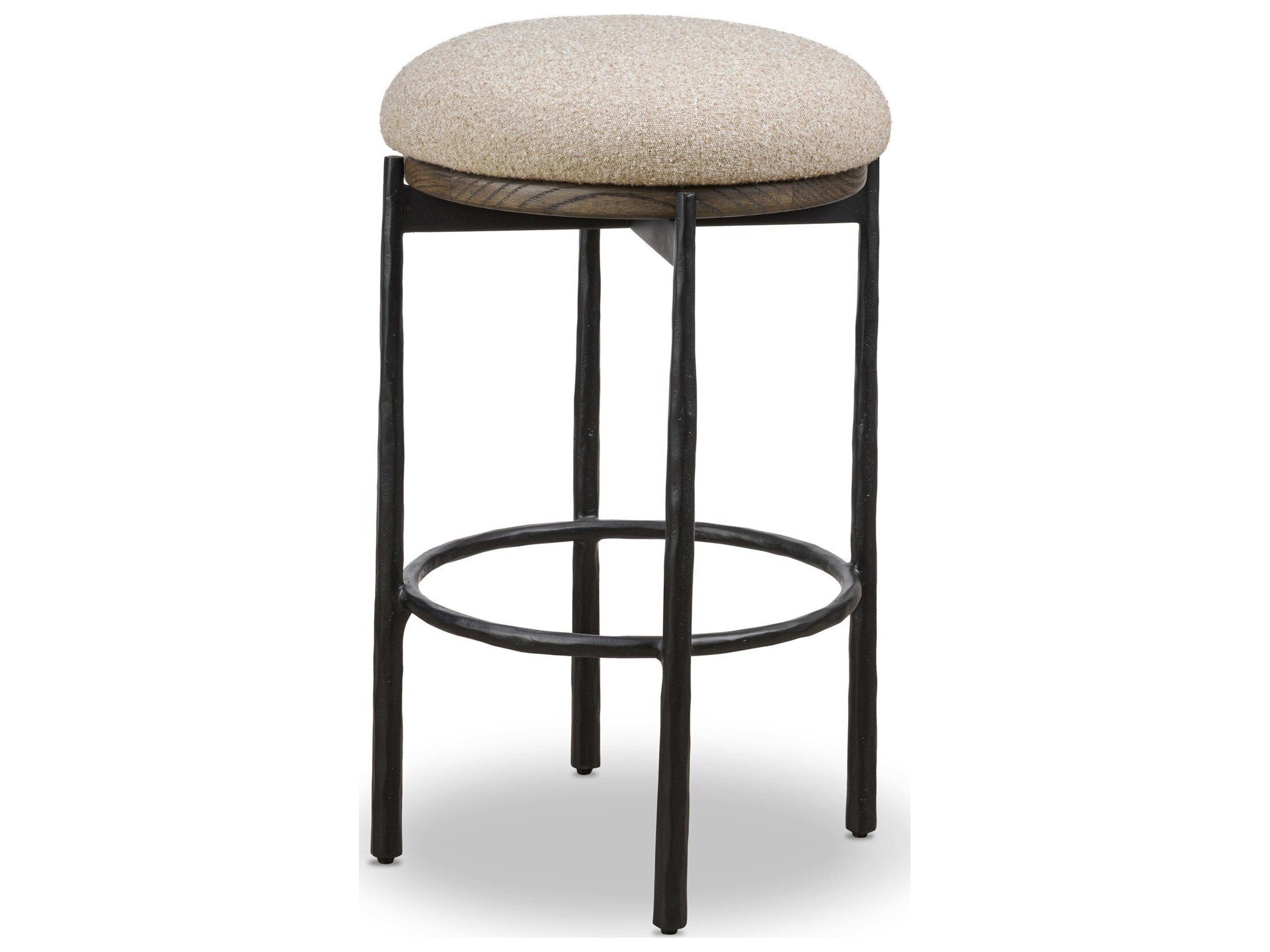 Bolton Upholstered Swivel Oak Wood Counter Stool