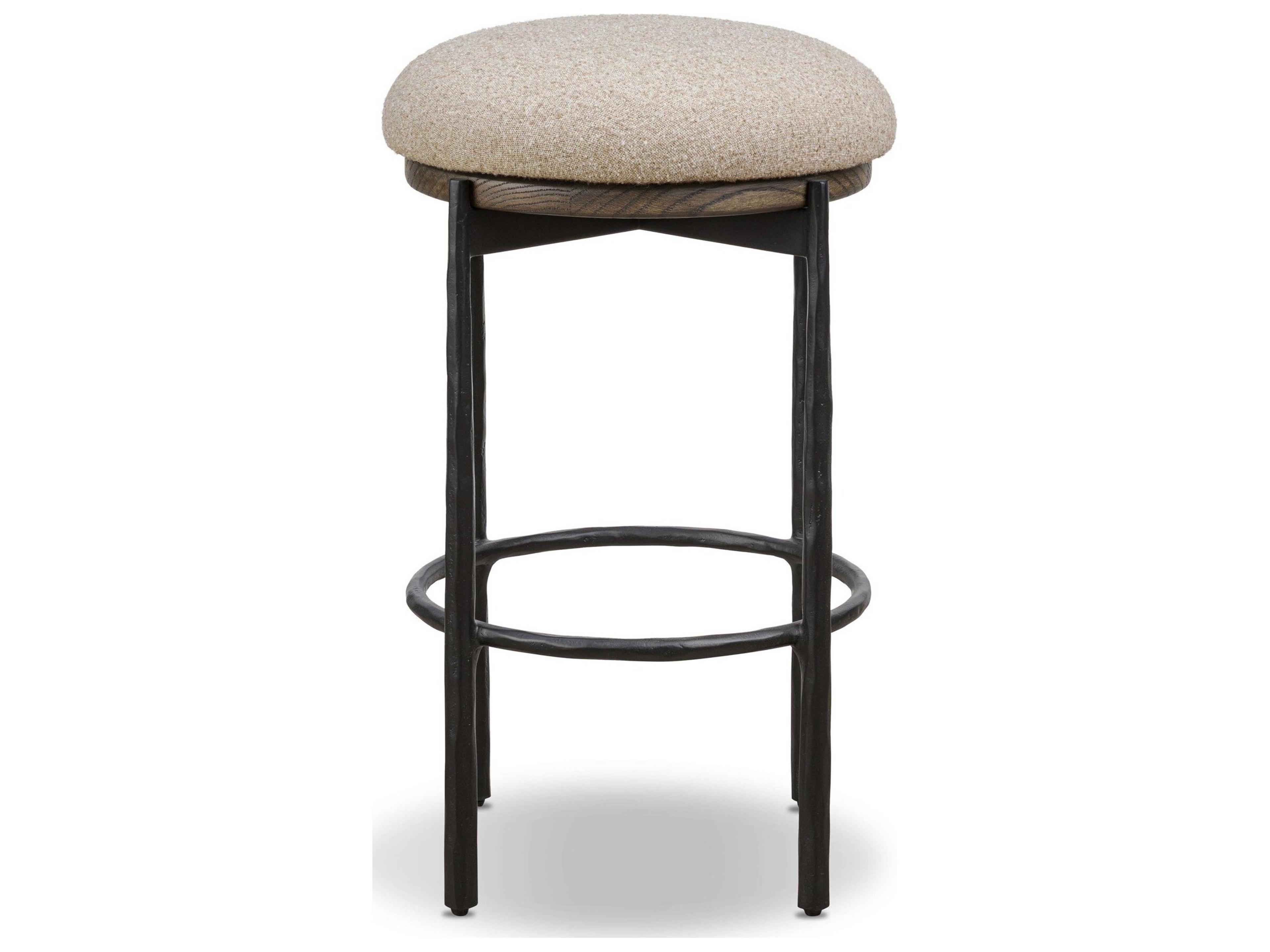 Four Hands Bolton Upholstered Swivel Oak Wood Counter Stool