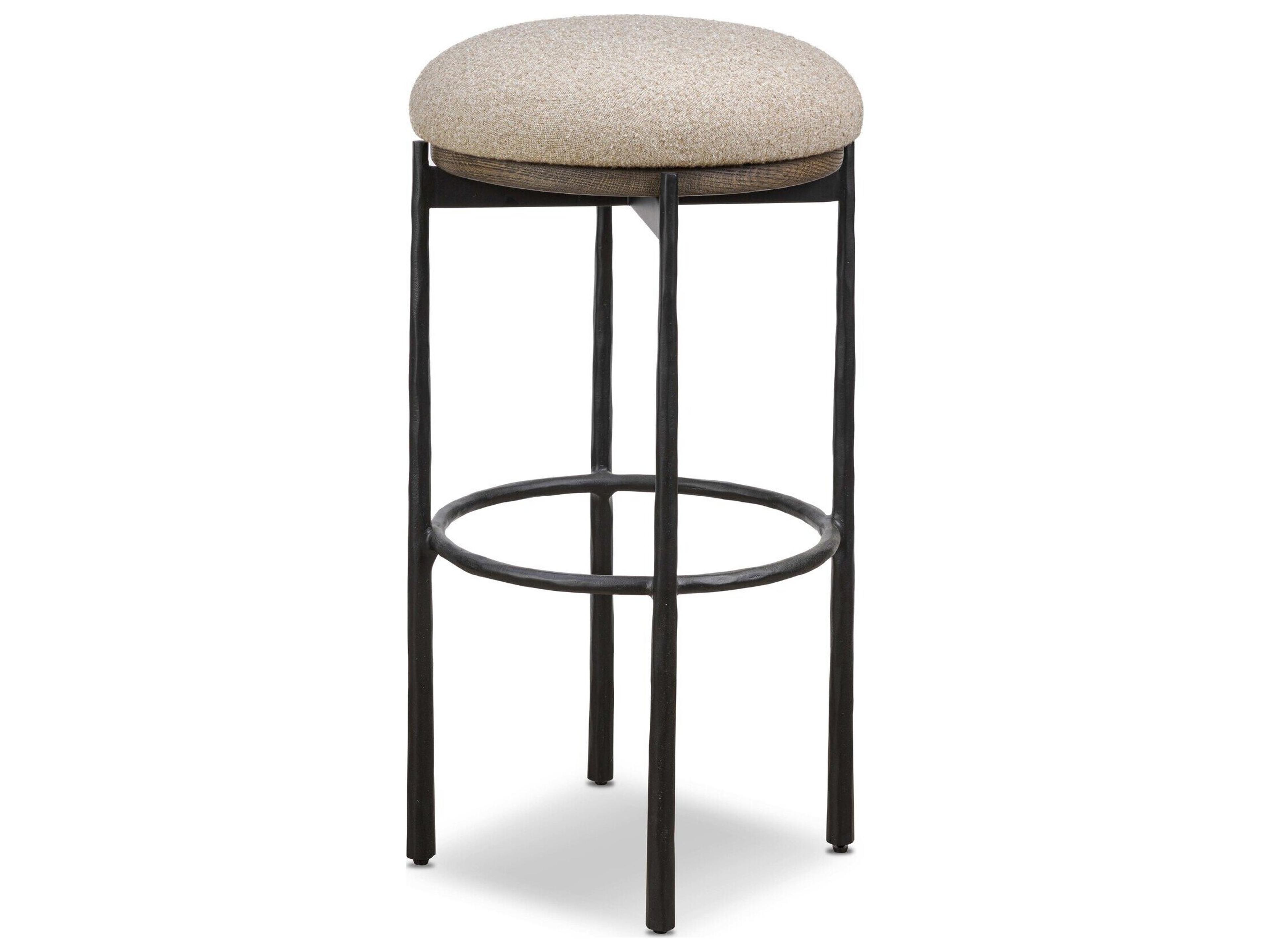 Bolton Upholstered Swivel Oak Wood Bar Stool