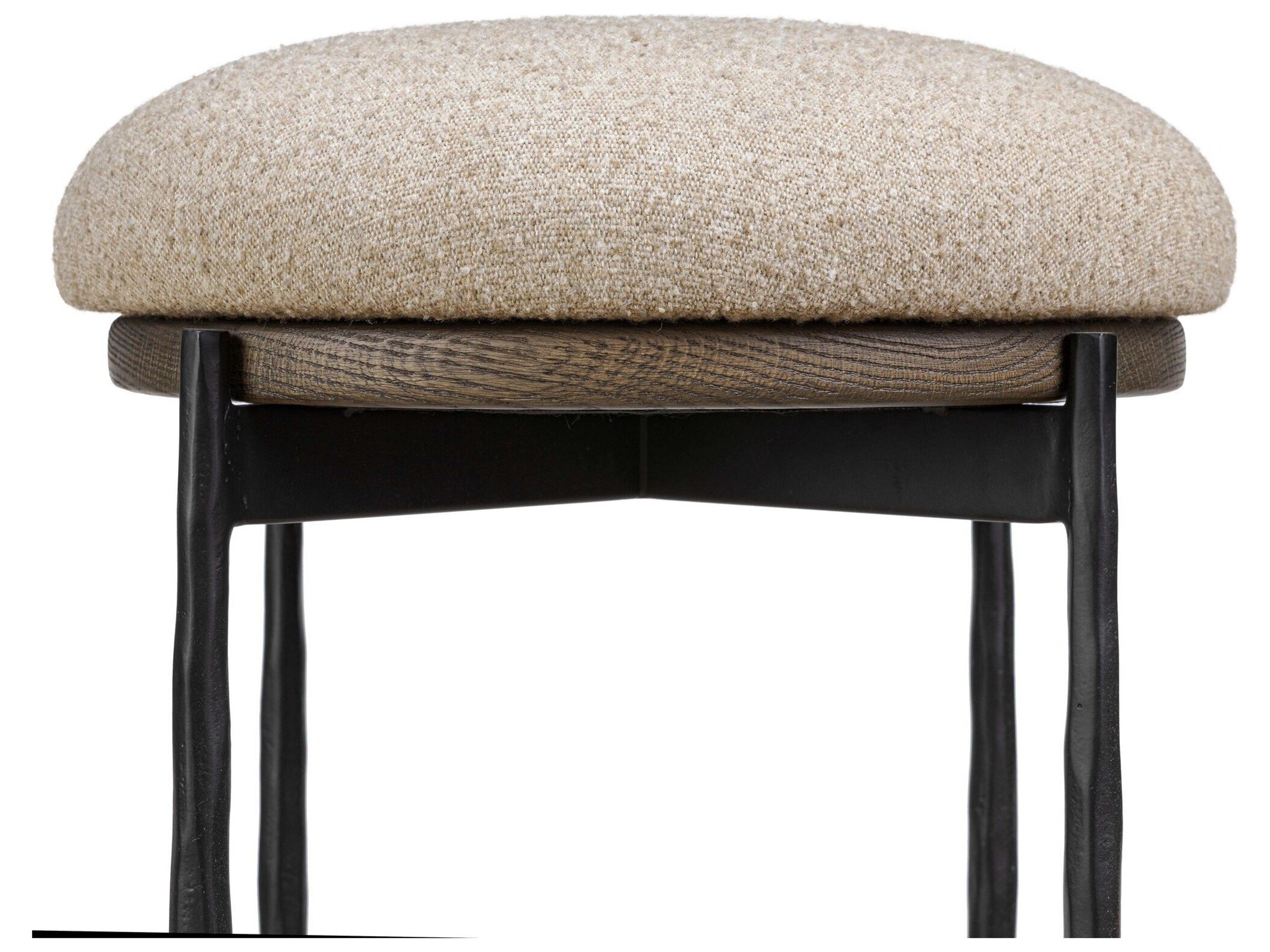 Four Hands Bolton Upholstered Swivel Oak Wood Bar Stool