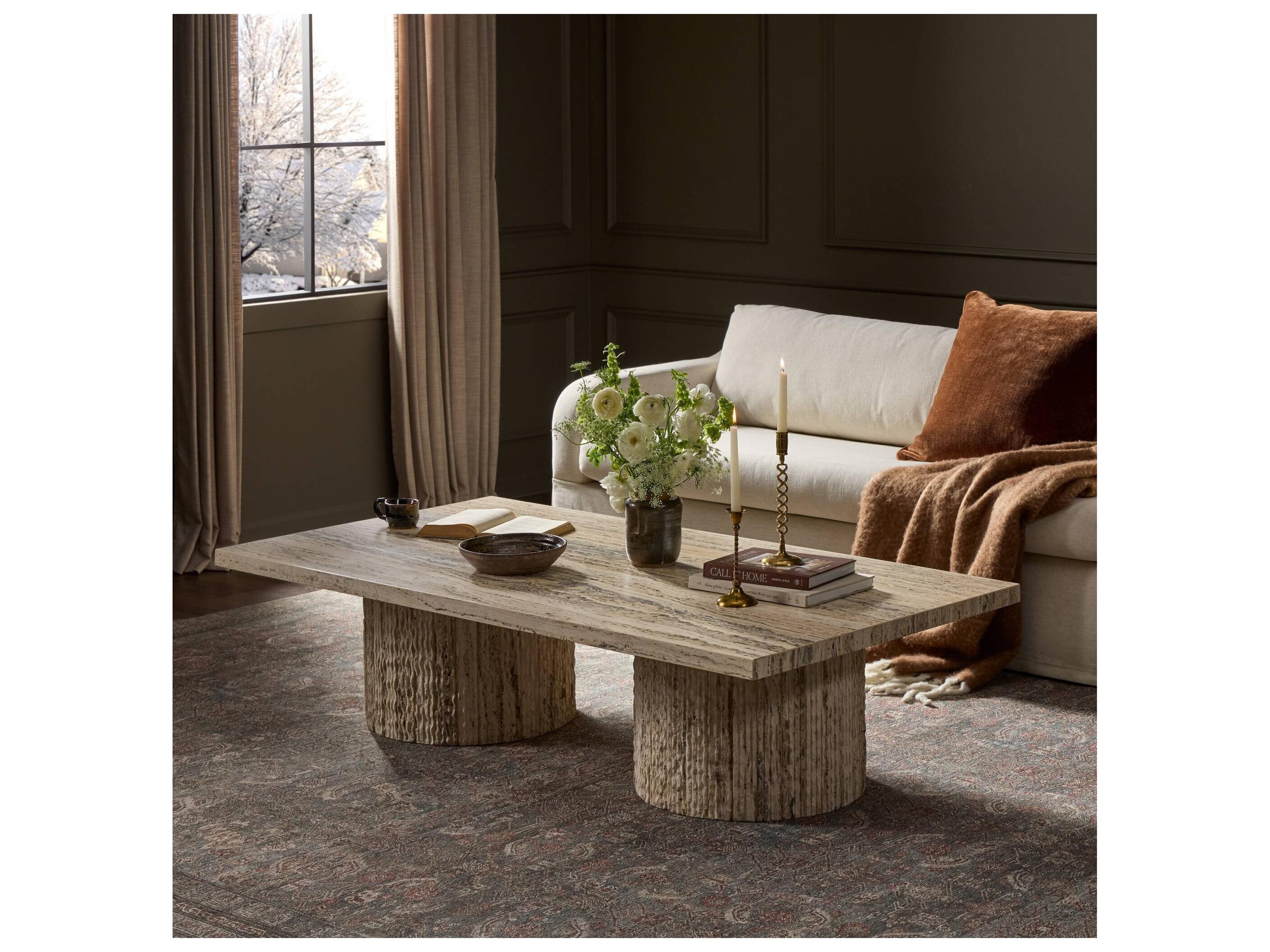 Four Hands Harmon Rectangular Stone Coffee Table