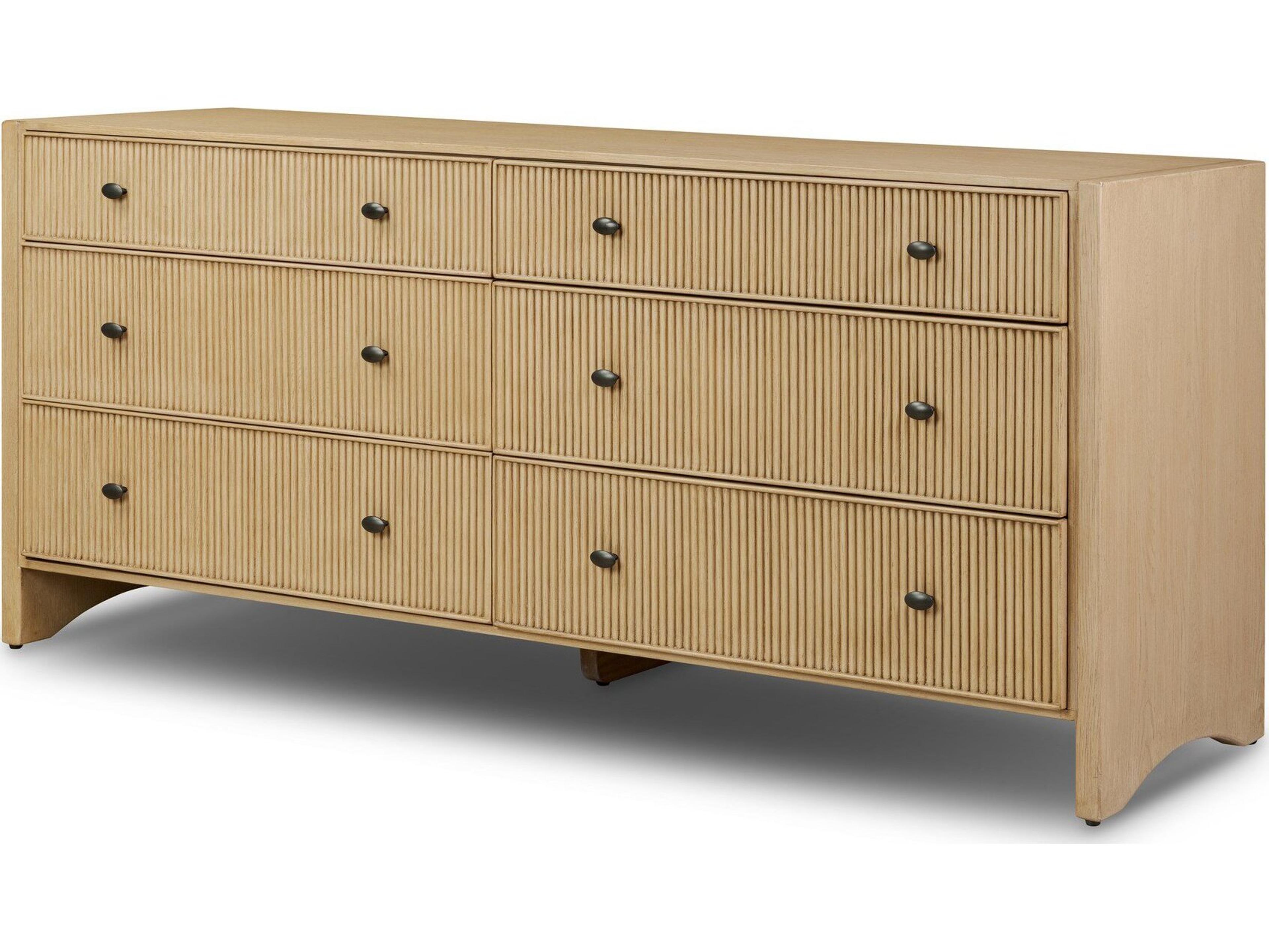 Filmore 6-Drawers Natural Oak Wood Double Dresser