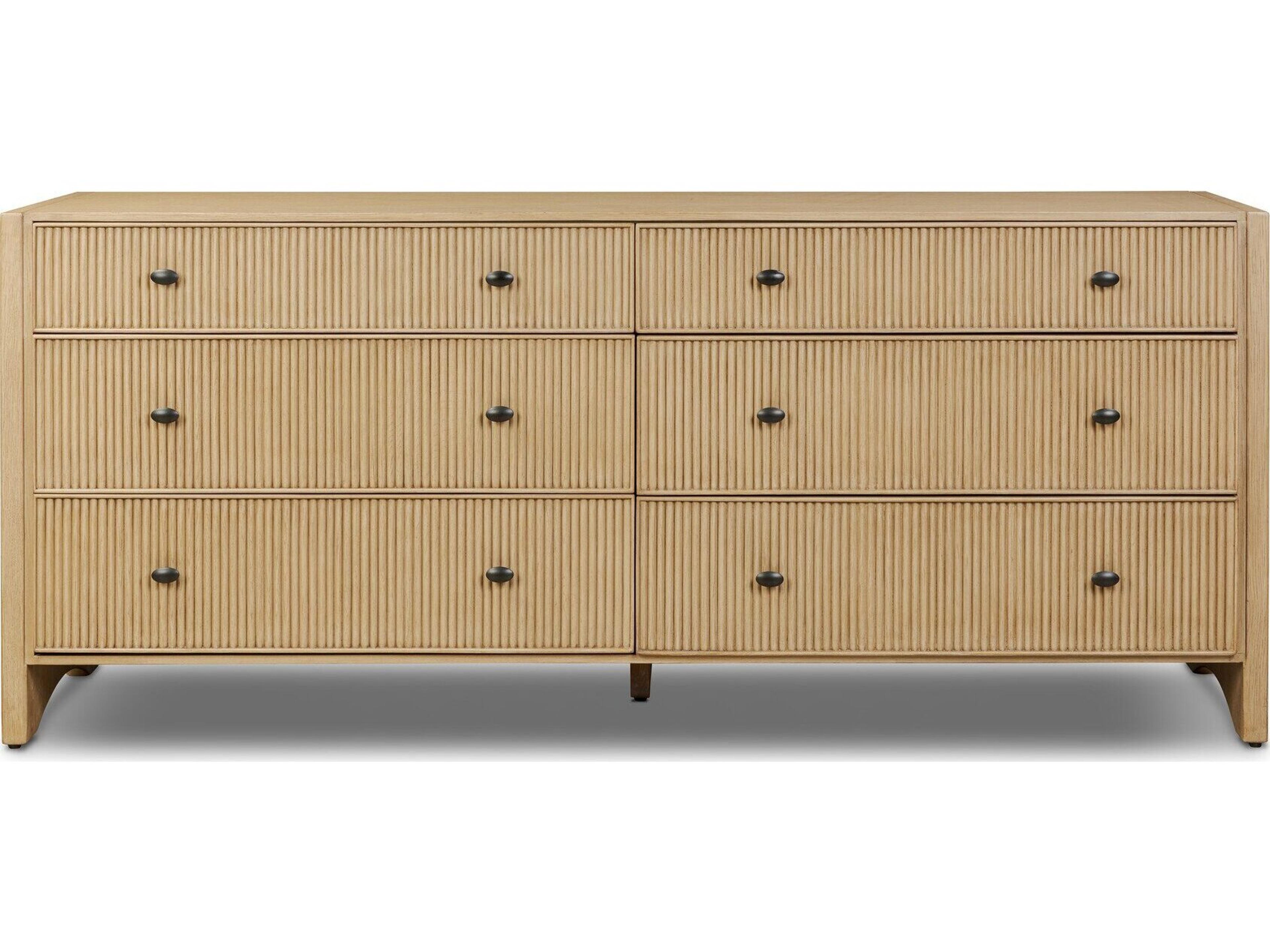 Four Hands Filmore 6-Drawers Natural Oak Wood Double Dresser