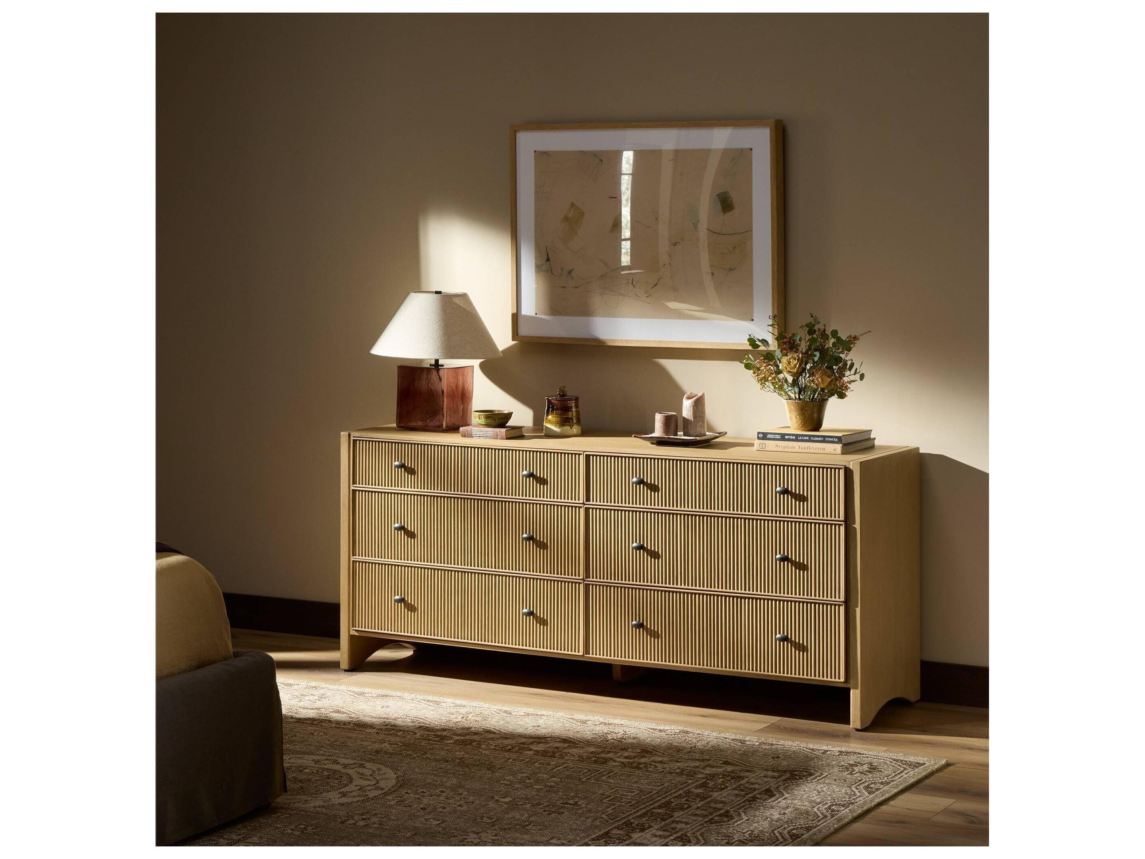 Four Hands Filmore 6-Drawers Natural Oak Wood Double Dresser